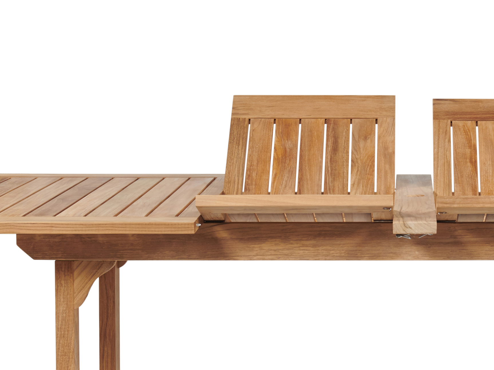 Ihland Rectangular Teak Outdoor Dining Table with Double Extensions and Umbrella Hole - Ornate Home