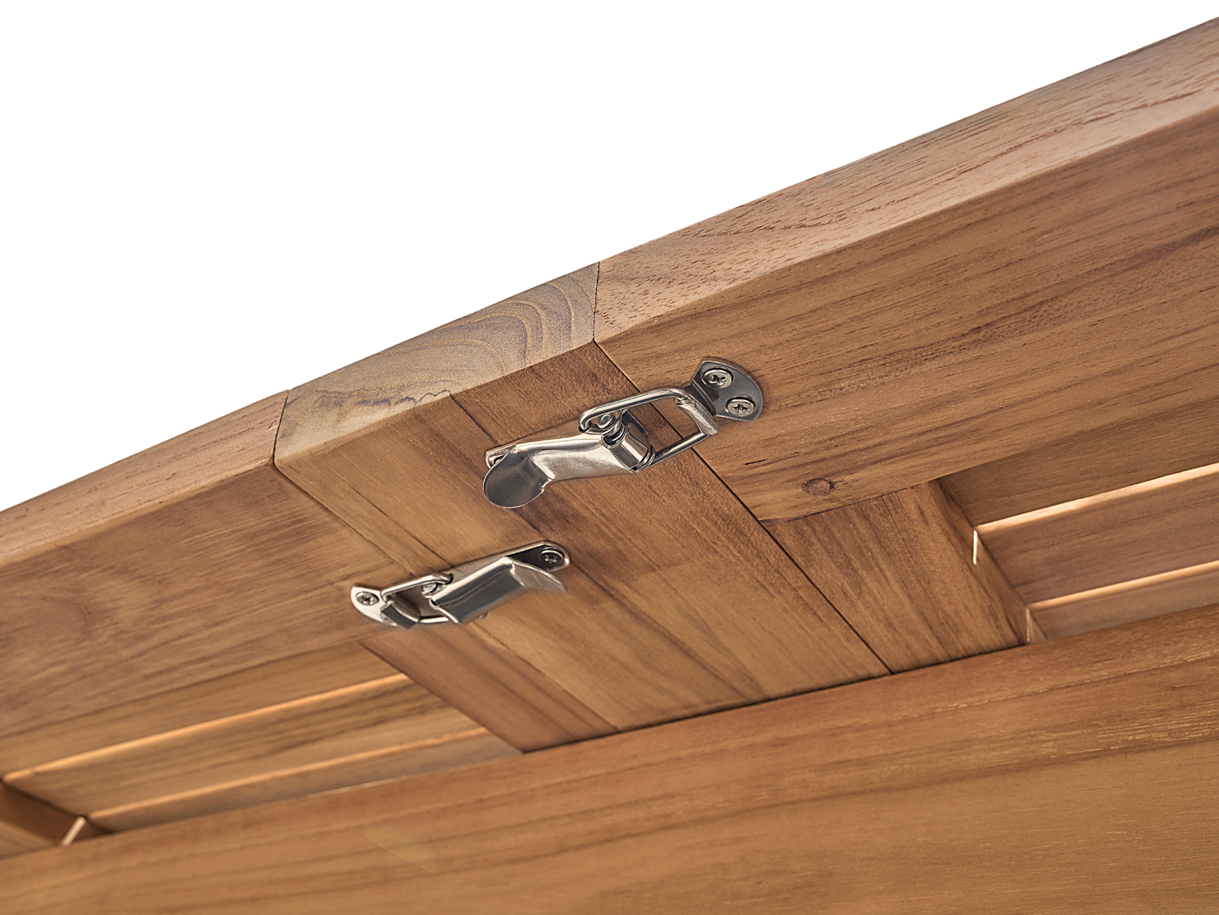 Ihland Rectangular Teak Outdoor Dining Table with Double Extensions and Umbrella Hole - Ornate Home