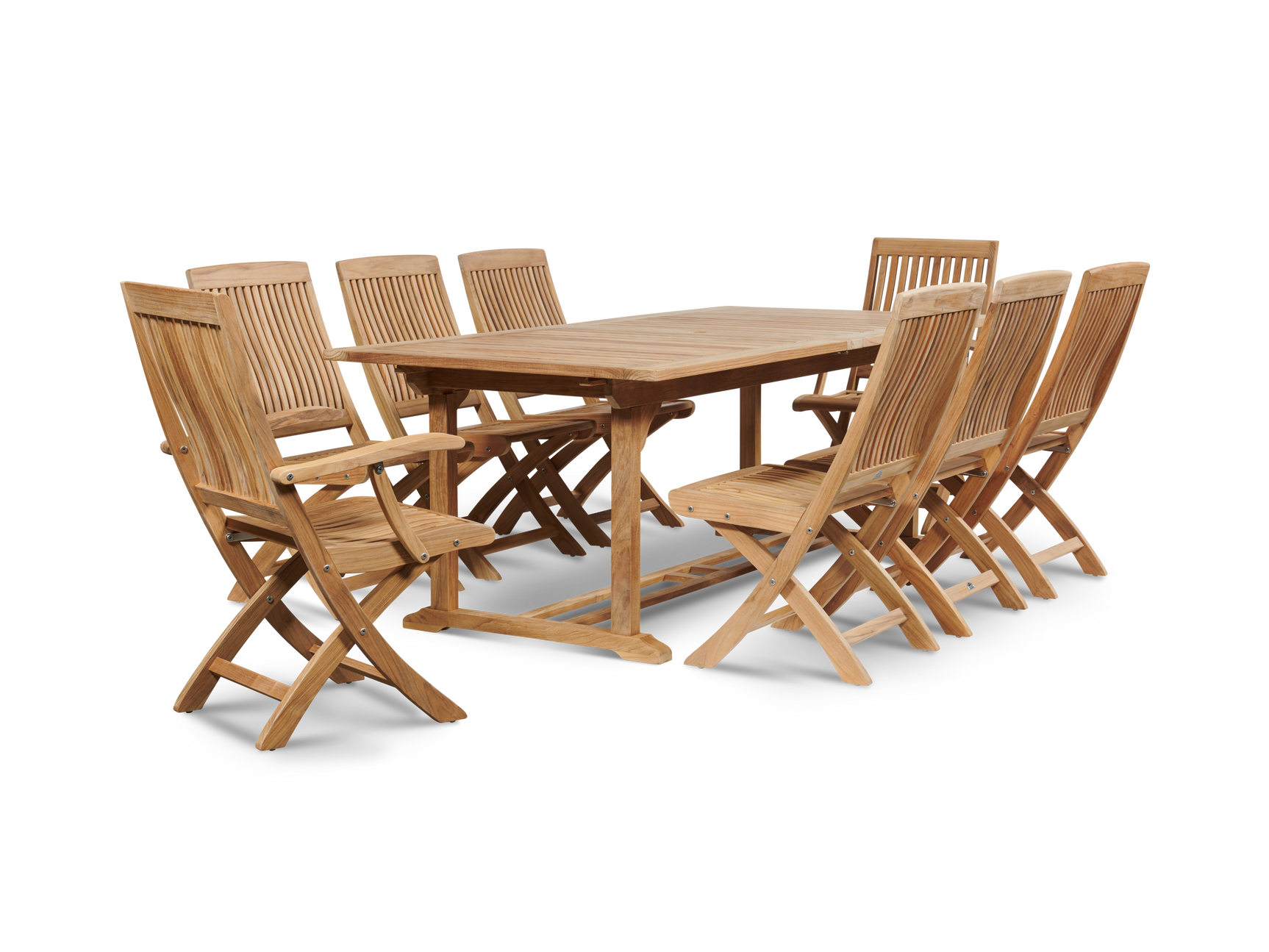 Ihland Rectangular Teak Outdoor Dining Table with Double Extensions and Umbrella Hole - Ornate Home