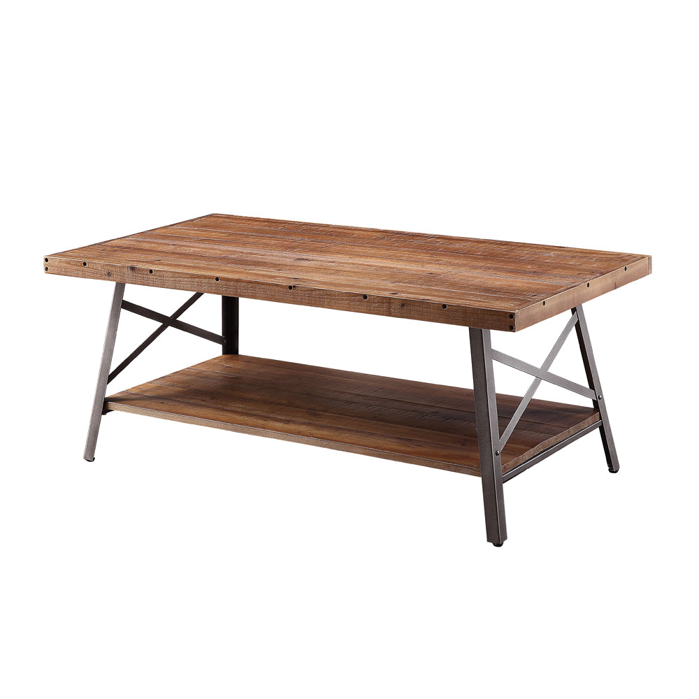 Ikram Weathered Oak & Sandy Black Coffee Table - Ornate Home