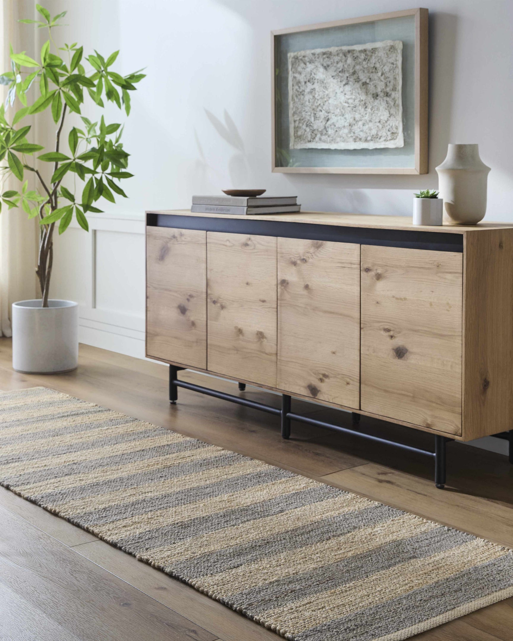 Ilkay Block Stripe Jute Rug - Ornate Home