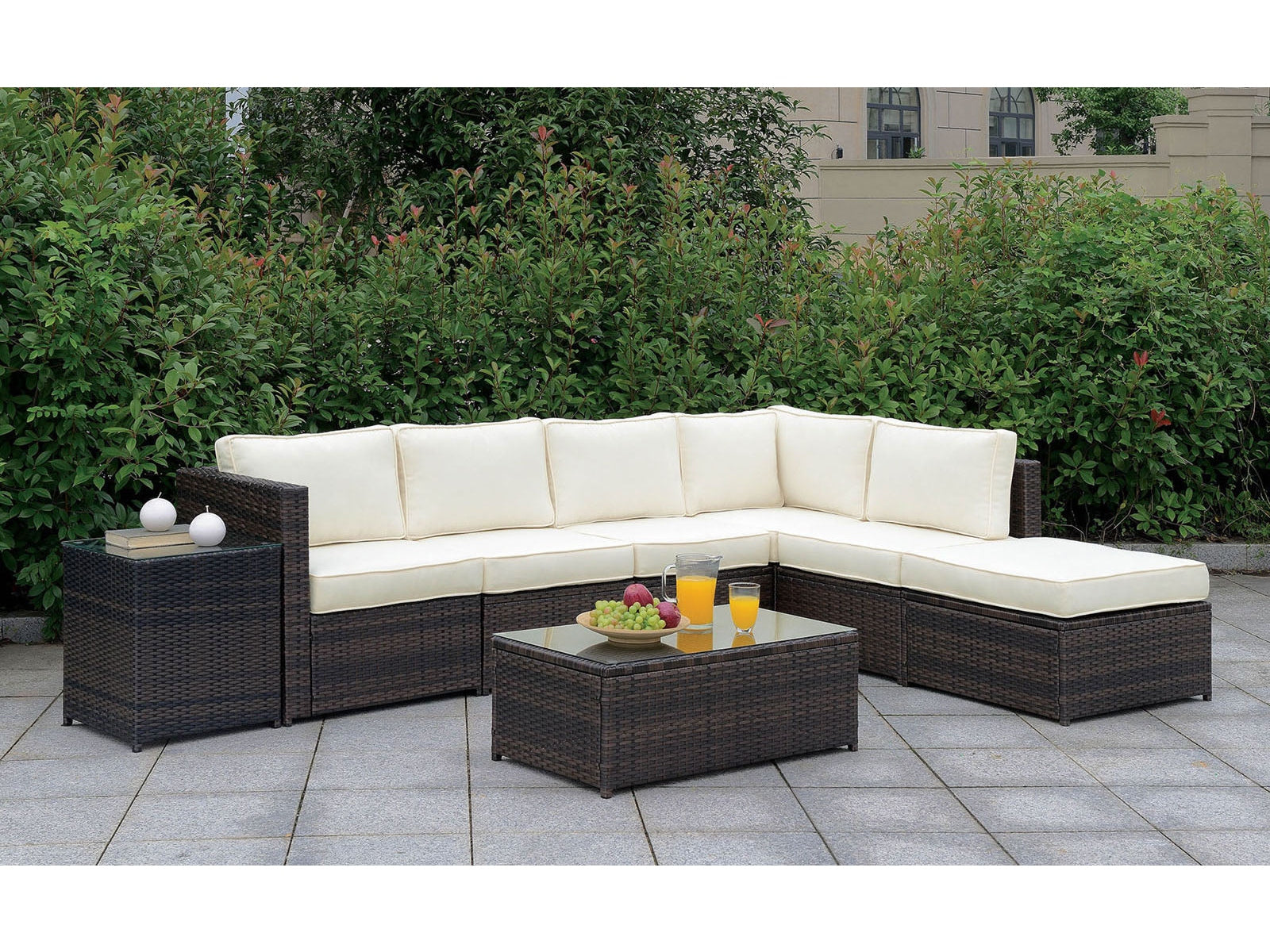 Ilona Brown/Beige L-Sectional & Coffee Table & End Table - Ornate Home