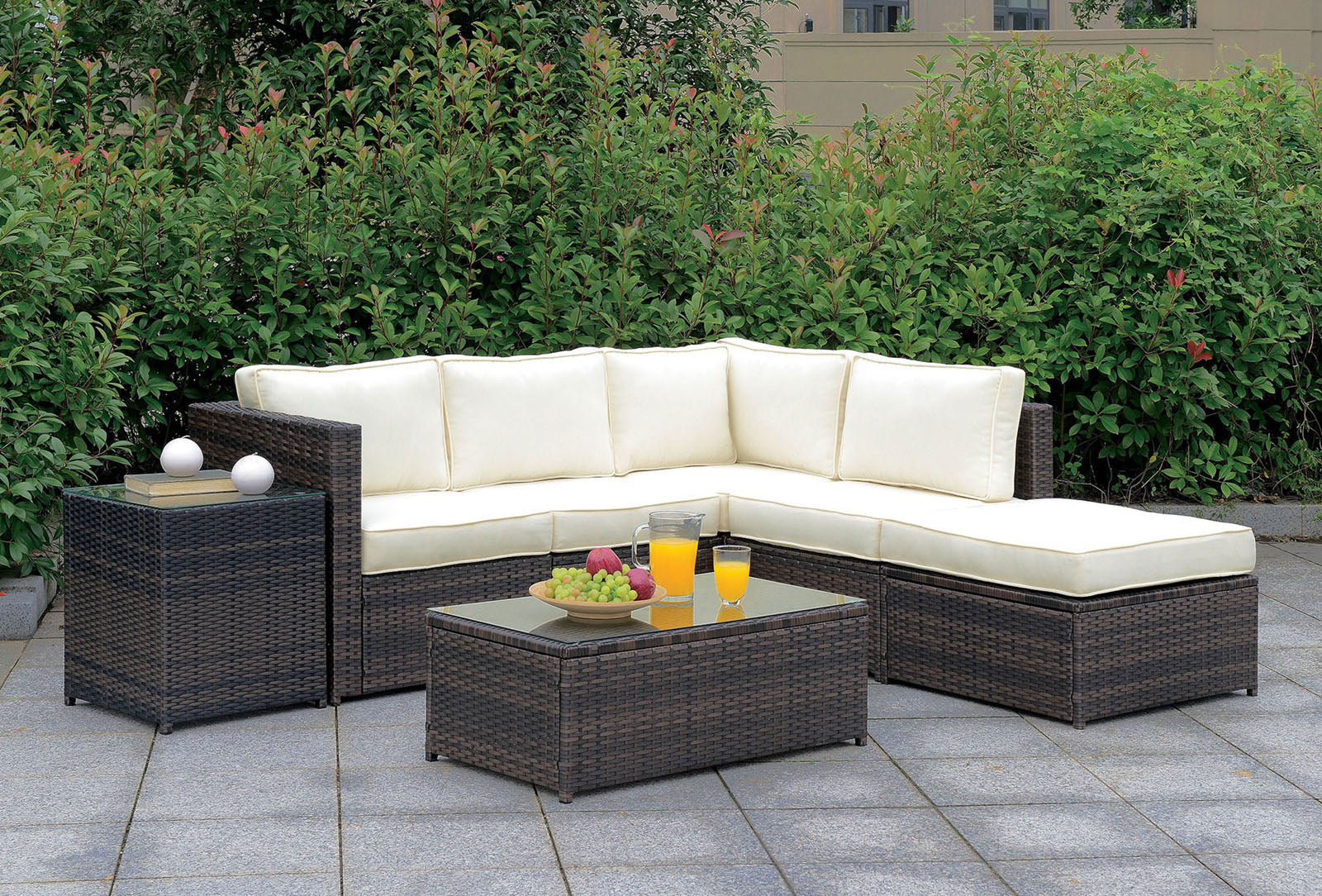 Ilona Brown/Beige L-Sectional & Coffee Table & End Table - Ornate Home