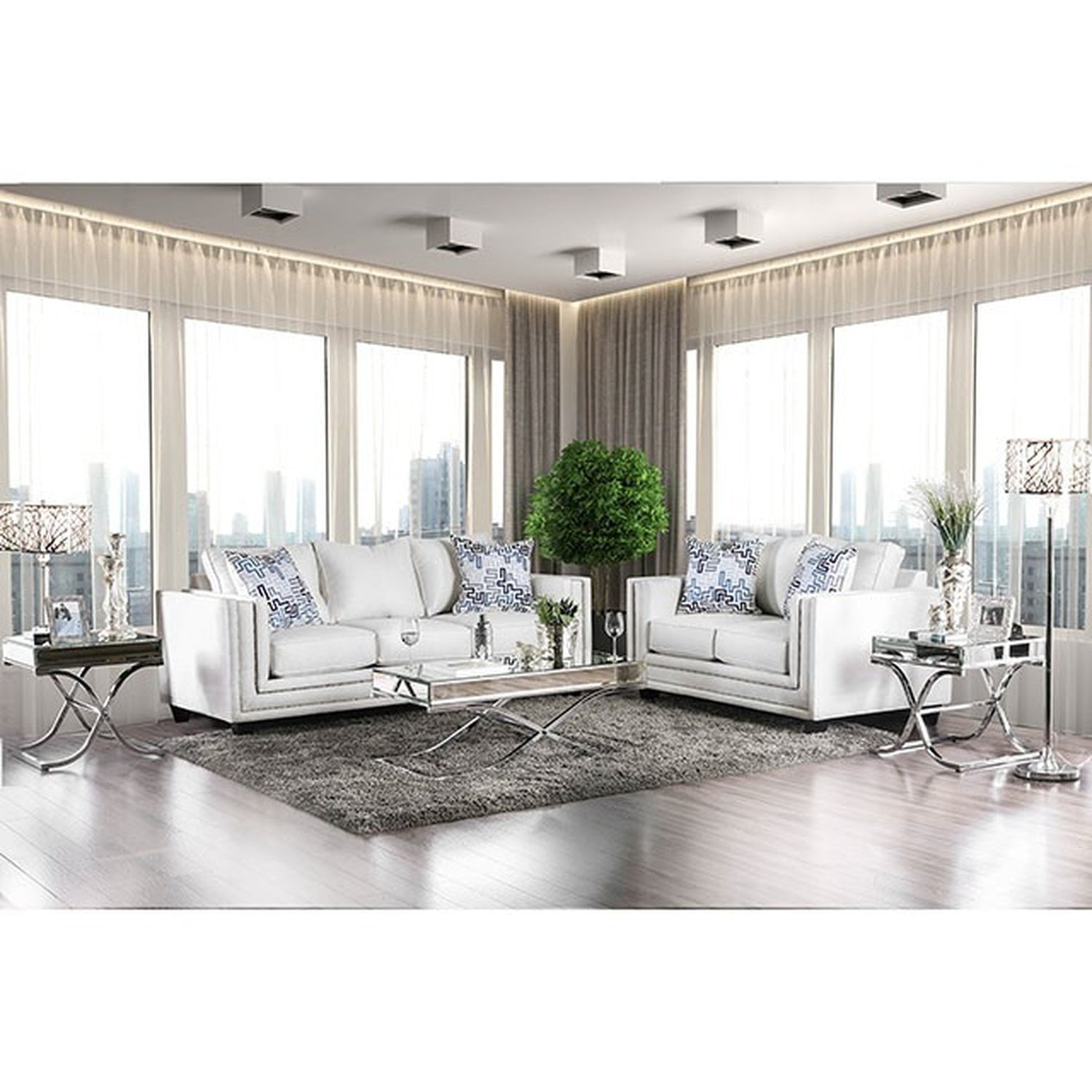 Ilse Off-White/Blue Sofa - Ornate Home