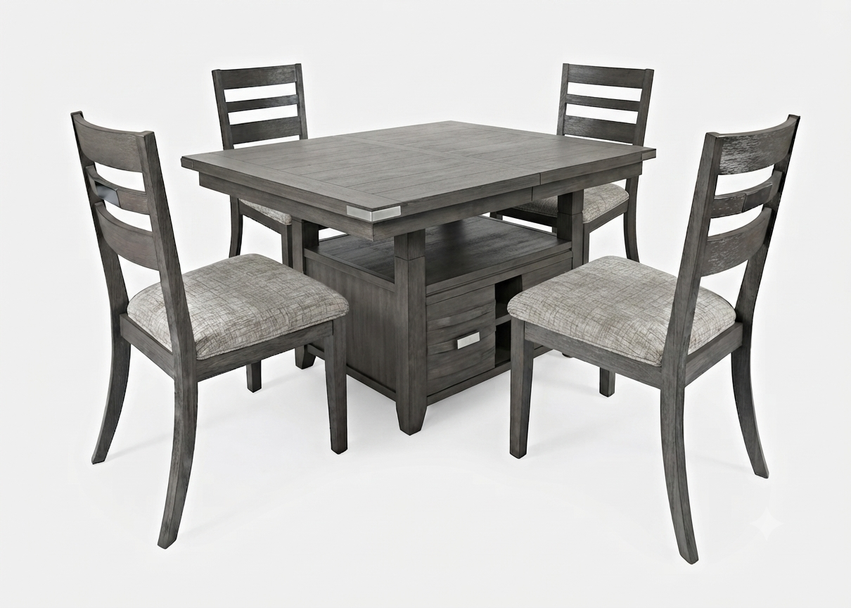 Altamonte Brushed Grey High/Low Dining Table w/ 4 Chairs