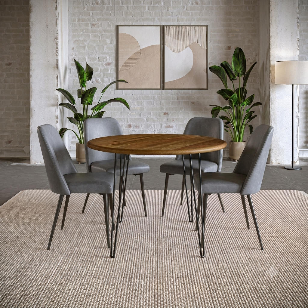 Brennan Golden/Grey Dining Table w/ 4 Maddox Chairs