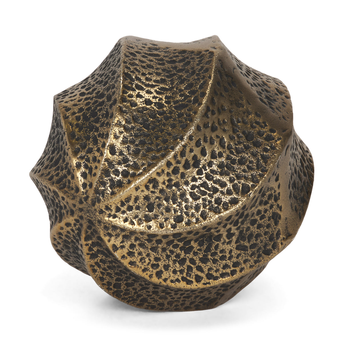 Imani Antiqued Gold Large Sculptural Textured Metal Decorative Orb Object
