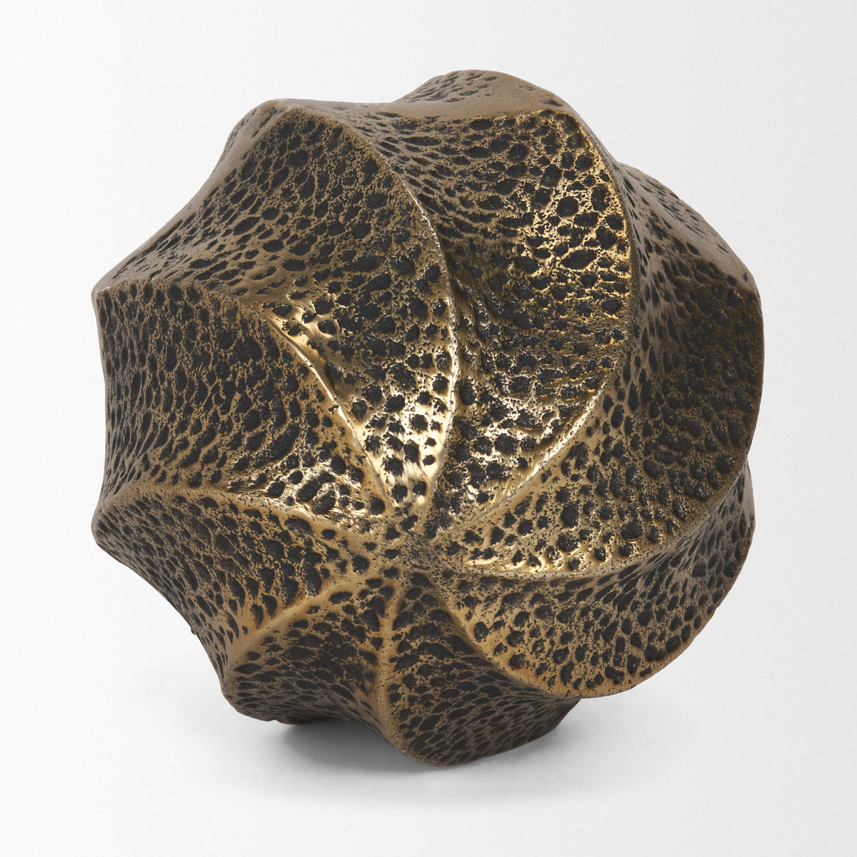 Imani Antiqued Gold Large Sculptural Textured Metal Decorative Orb Object