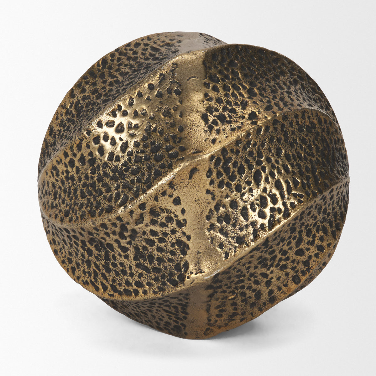 Imani Antiqued Gold Large Sculptural Textured Metal Decorative Orb Object