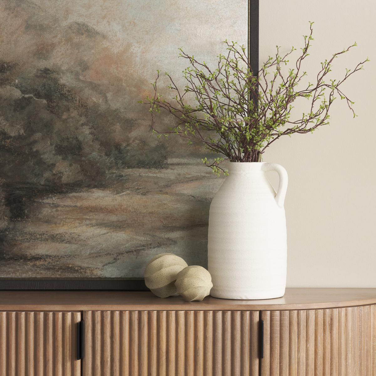 Imani Beige Small Sculptural Textured Metal Decorative Orb Object