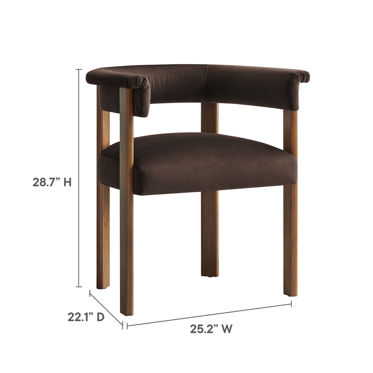 Imogen Chocolate Brown Deep Brown Performance Velvet Barrel Dining Chairs (Set of 2) - Ornate Home