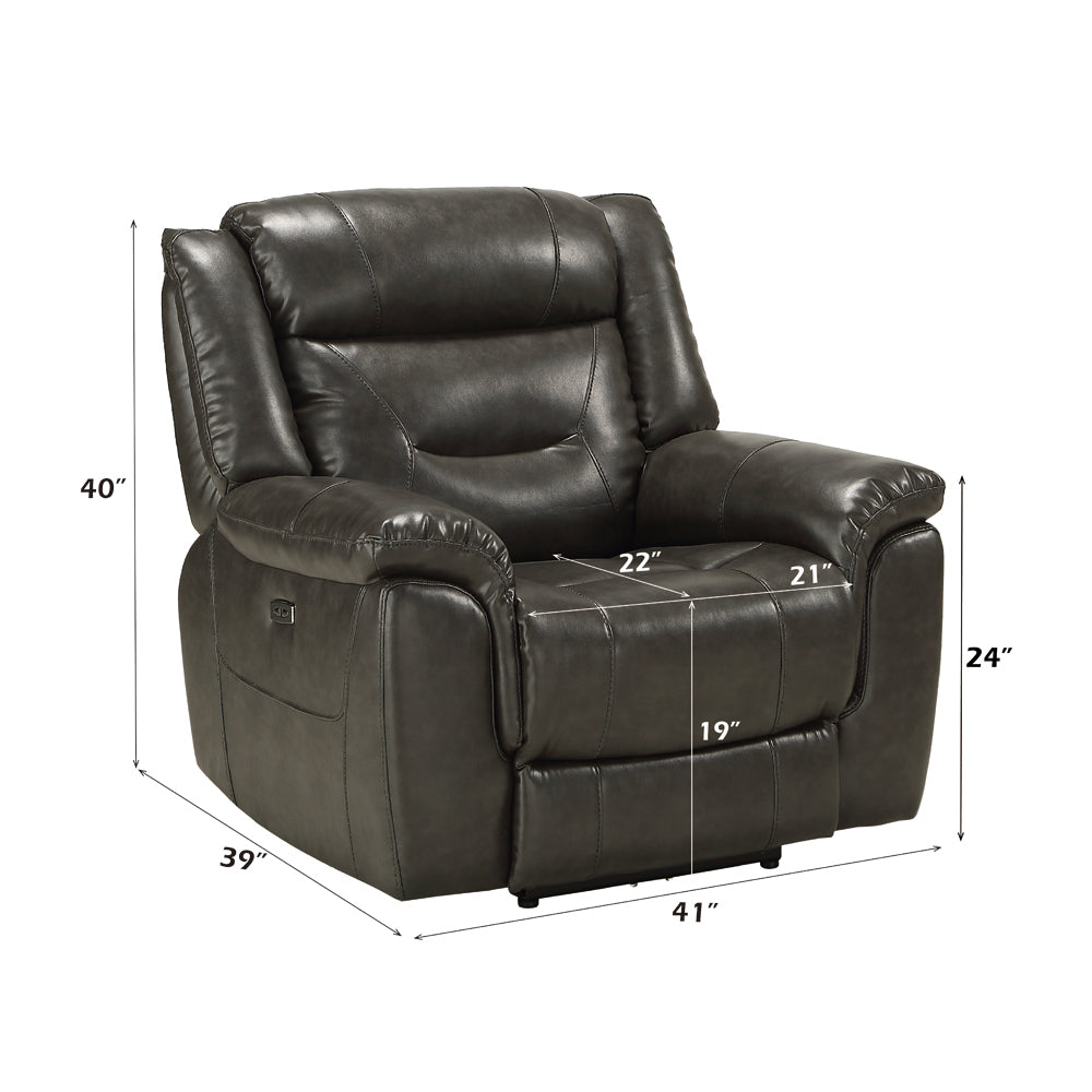 Imogen Gray LeatherAire Recliner (Power Motion) - Ornate Home
