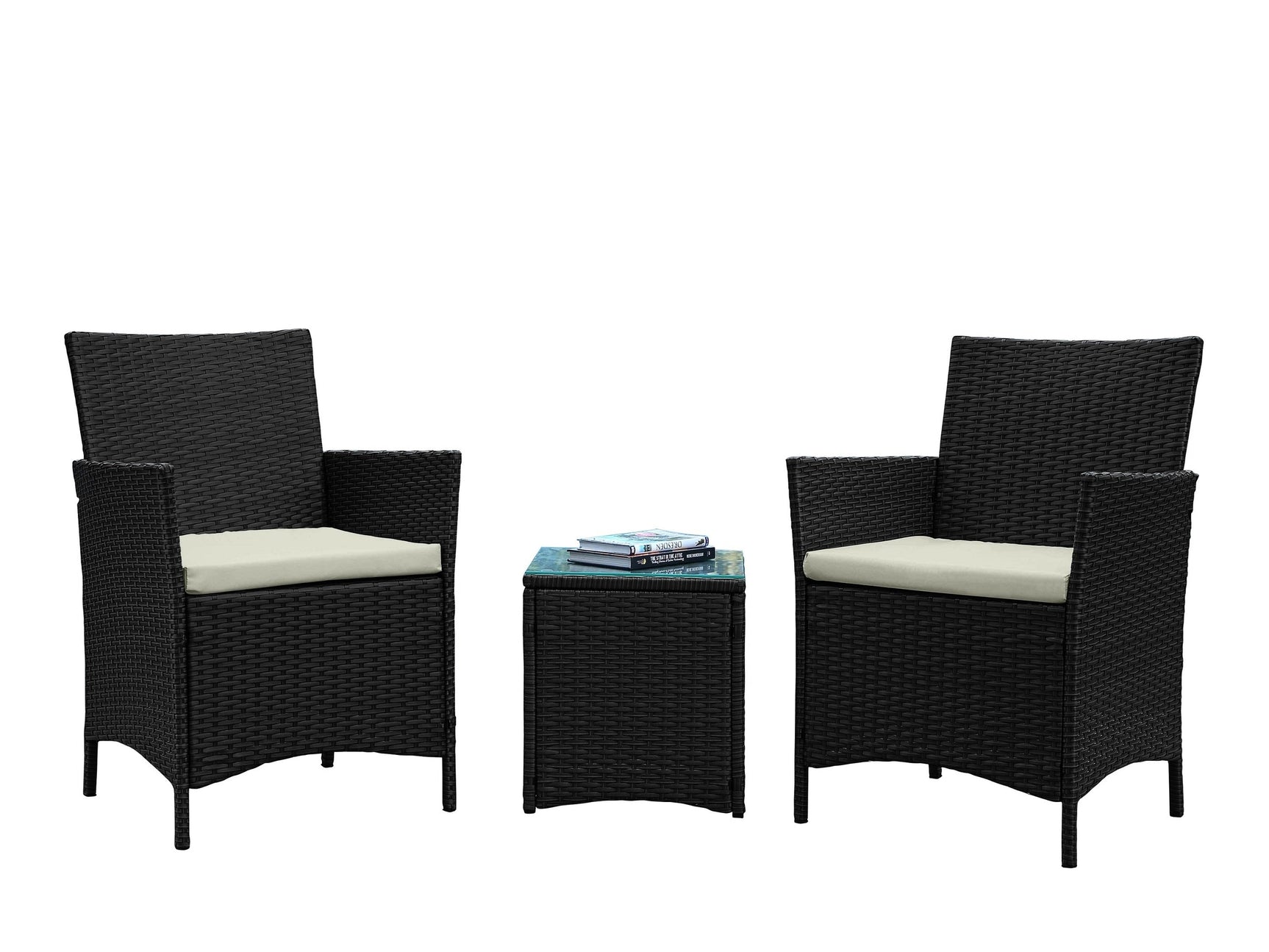 Imperia Patio 2-Person Seating Group with End Table with Cream Cushions - Ornate Home