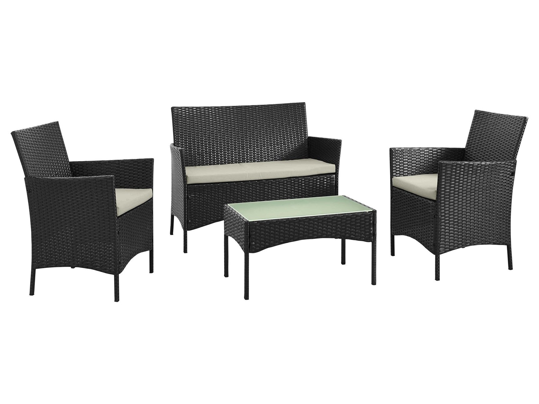 Imperia Patio 4-Person Conversation Set with Coffee Table with Cream Cushions - Ornate Home