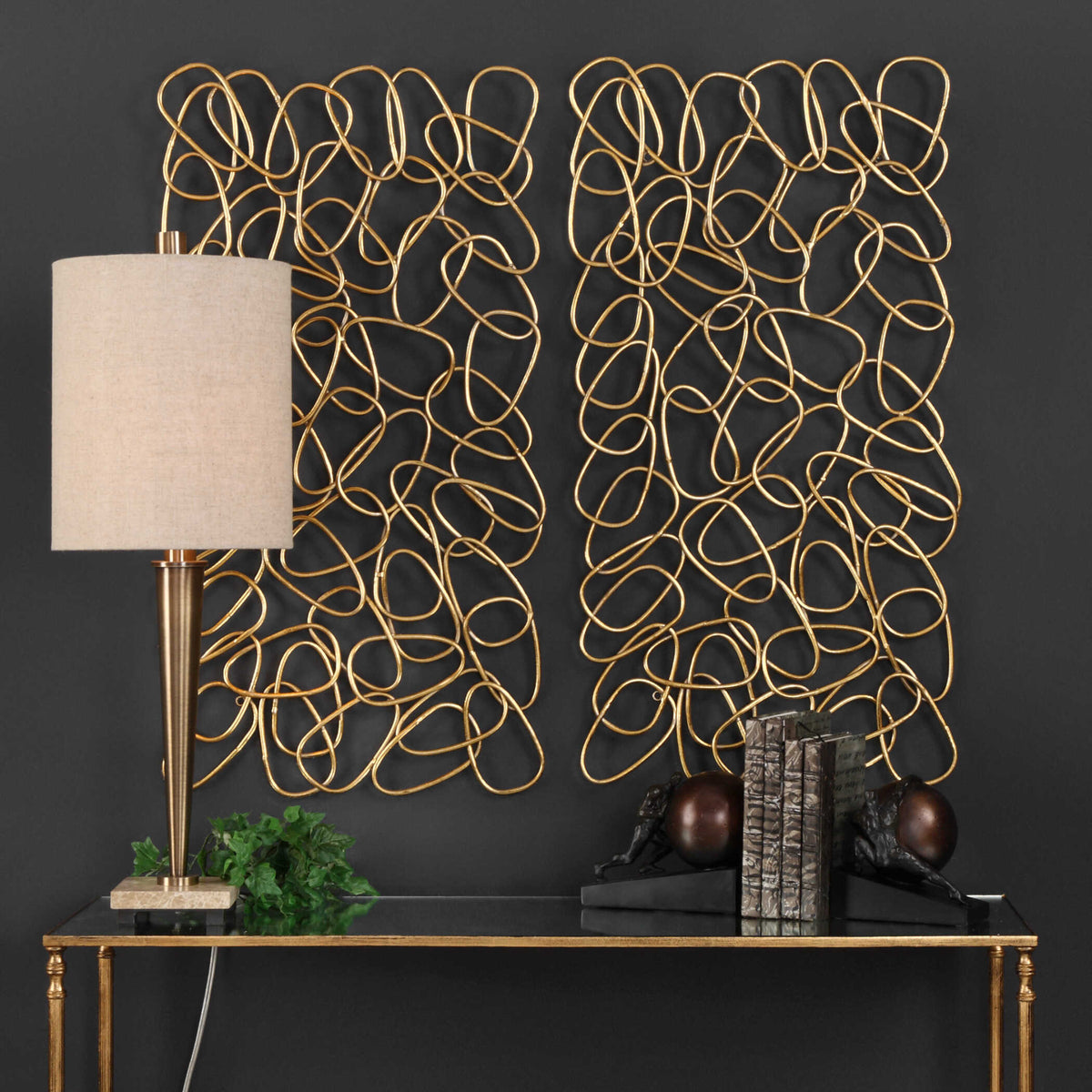 In The Loop Gold Wall Art (Set of 2) - Ornate Home