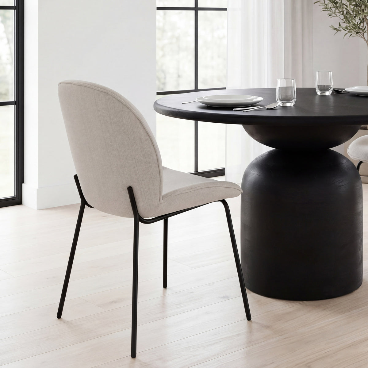 Inala White/Black Curved Back Dining Side Chair (Set of 2) - Ornate Home