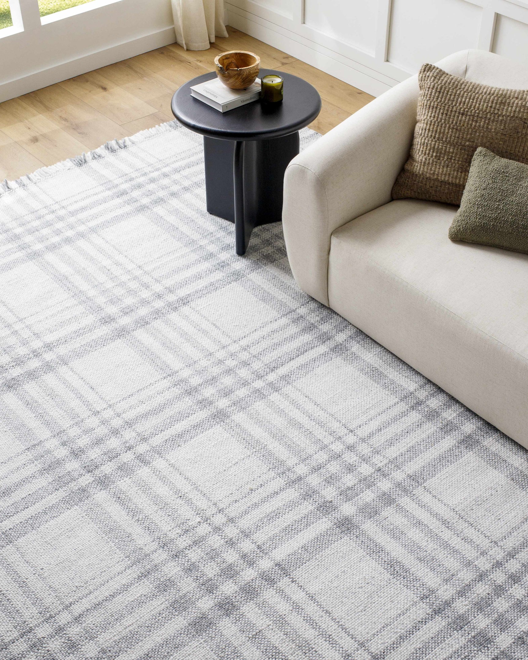 Inara Gray Plaid Area Rug - Clearance - Ornate Home