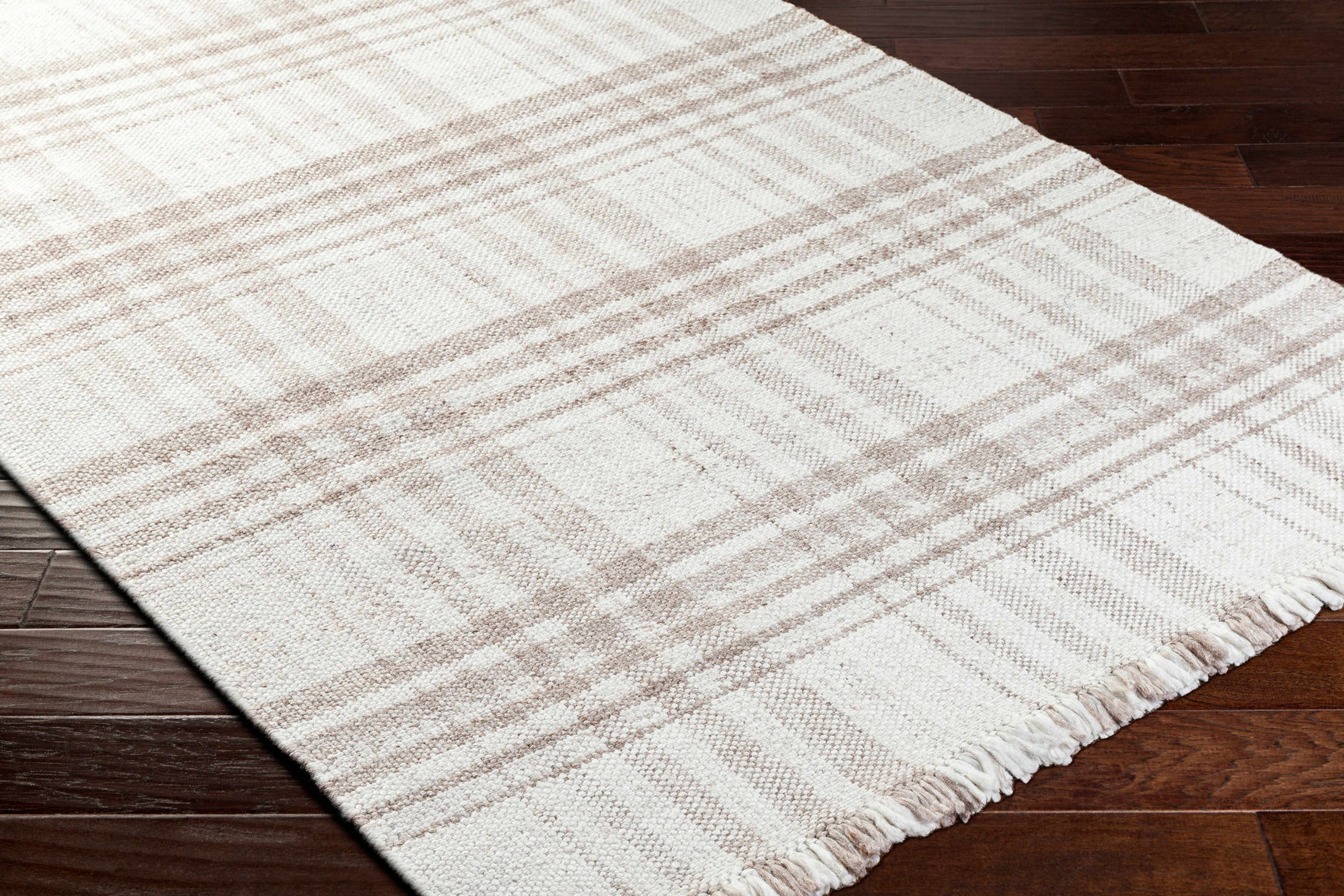 Inara Light Brown Plaid Hand Woven Area Rug - Ornate Home