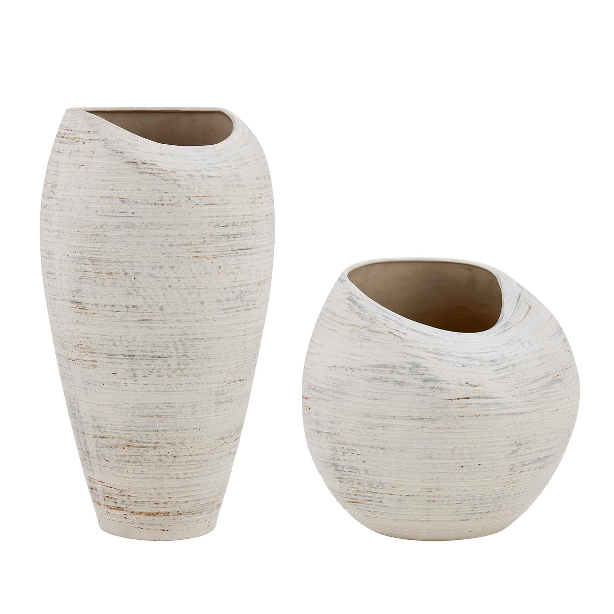 Inara White Indoor-Outdoor Vases (Set of 2) - Ornate Home