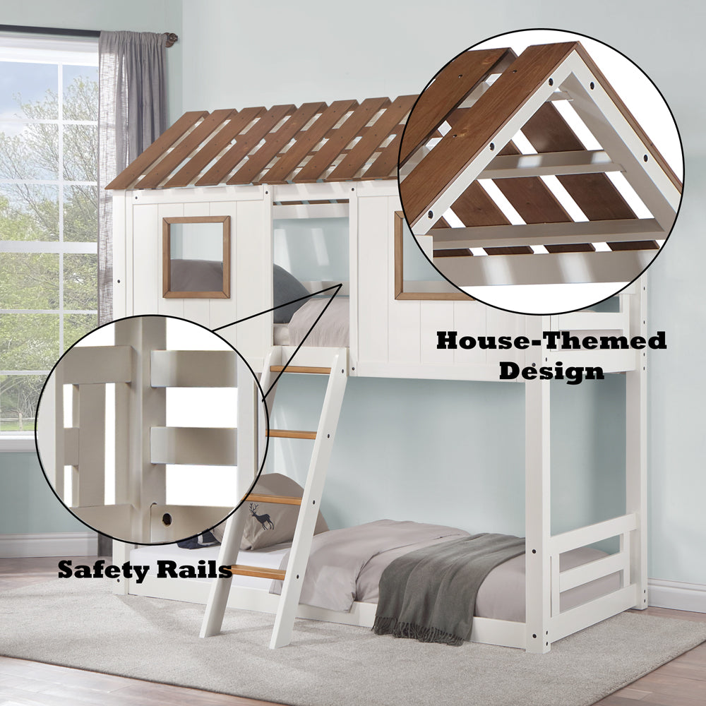 Inara White Twin/Twin Bunk Bed - Ornate Home