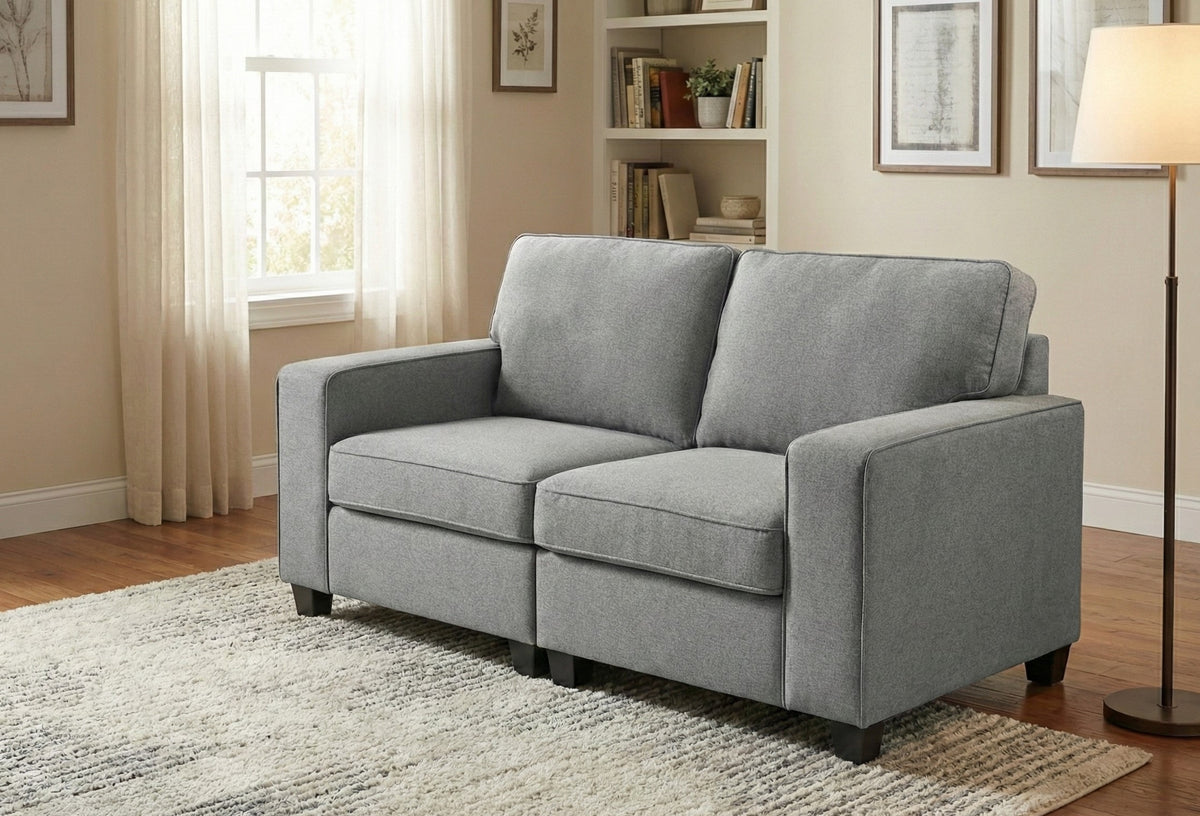 Inaya Light Gray 67"W Linen Loveseat - Ornate Home