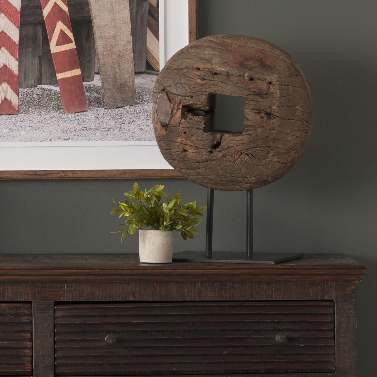 Incana Natural Brown Reclaimed Wood Wheel Object - Ornate Home