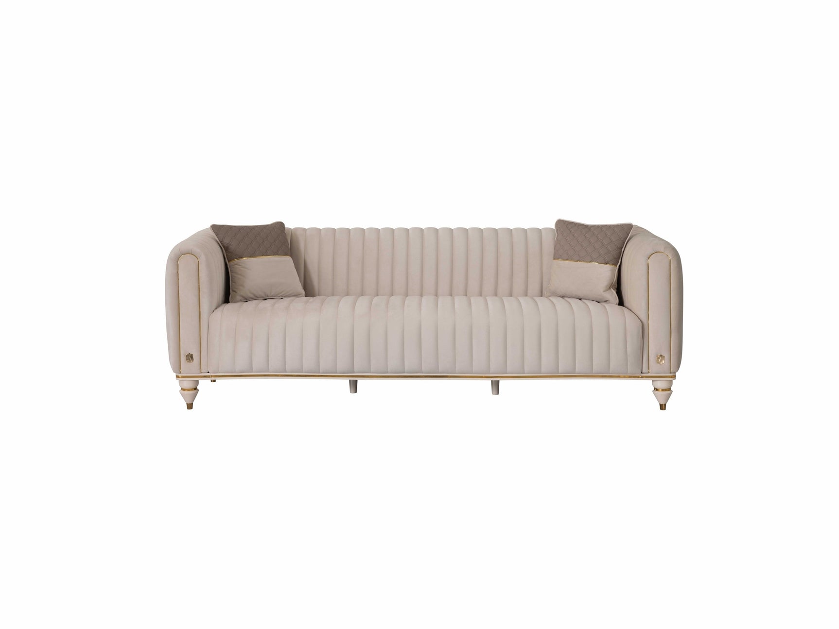 Inci Ivory Velvet Living Room Set / 4pc - Ornate Home