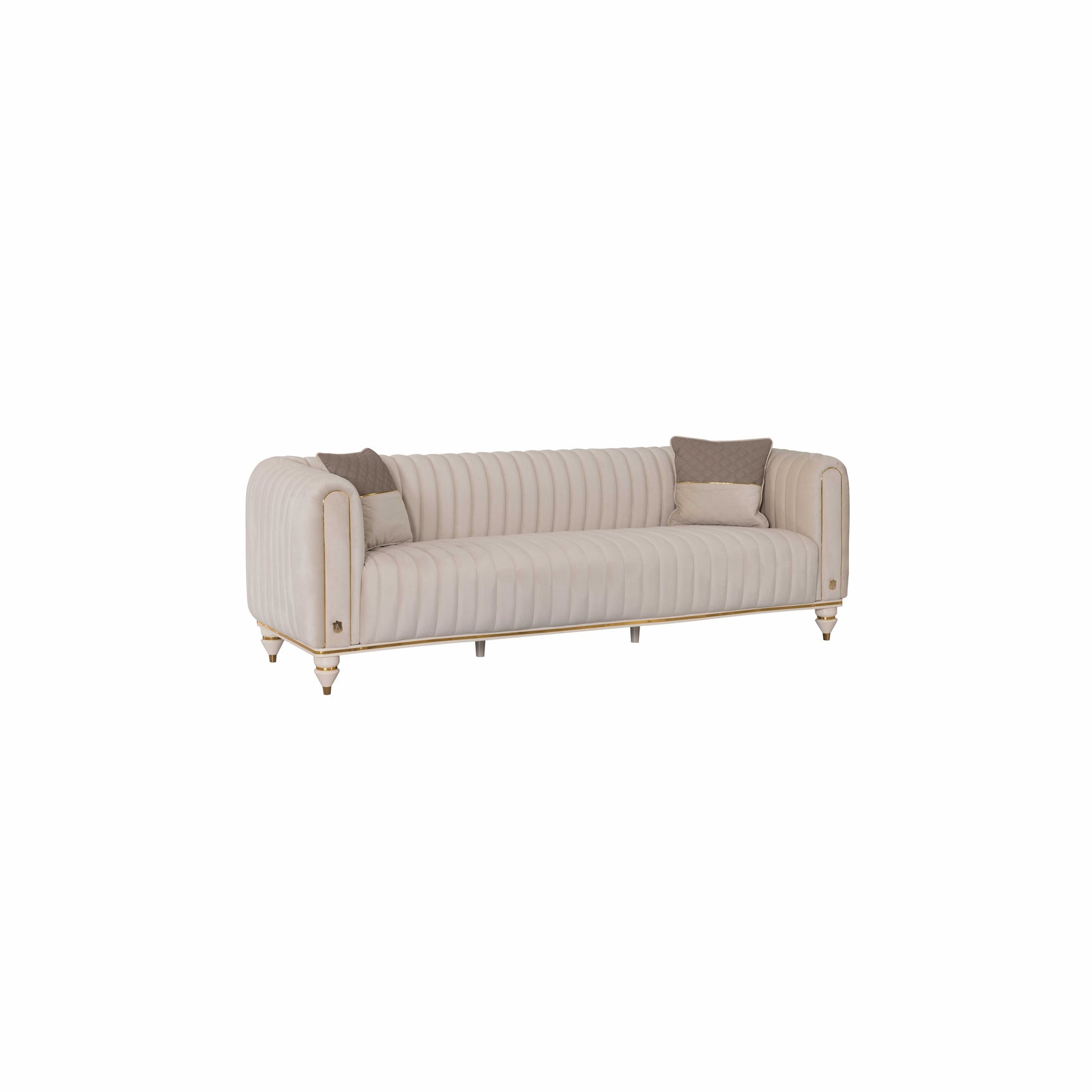 Inci Ivory Velvet Living Room Set / 4pc - Ornate Home