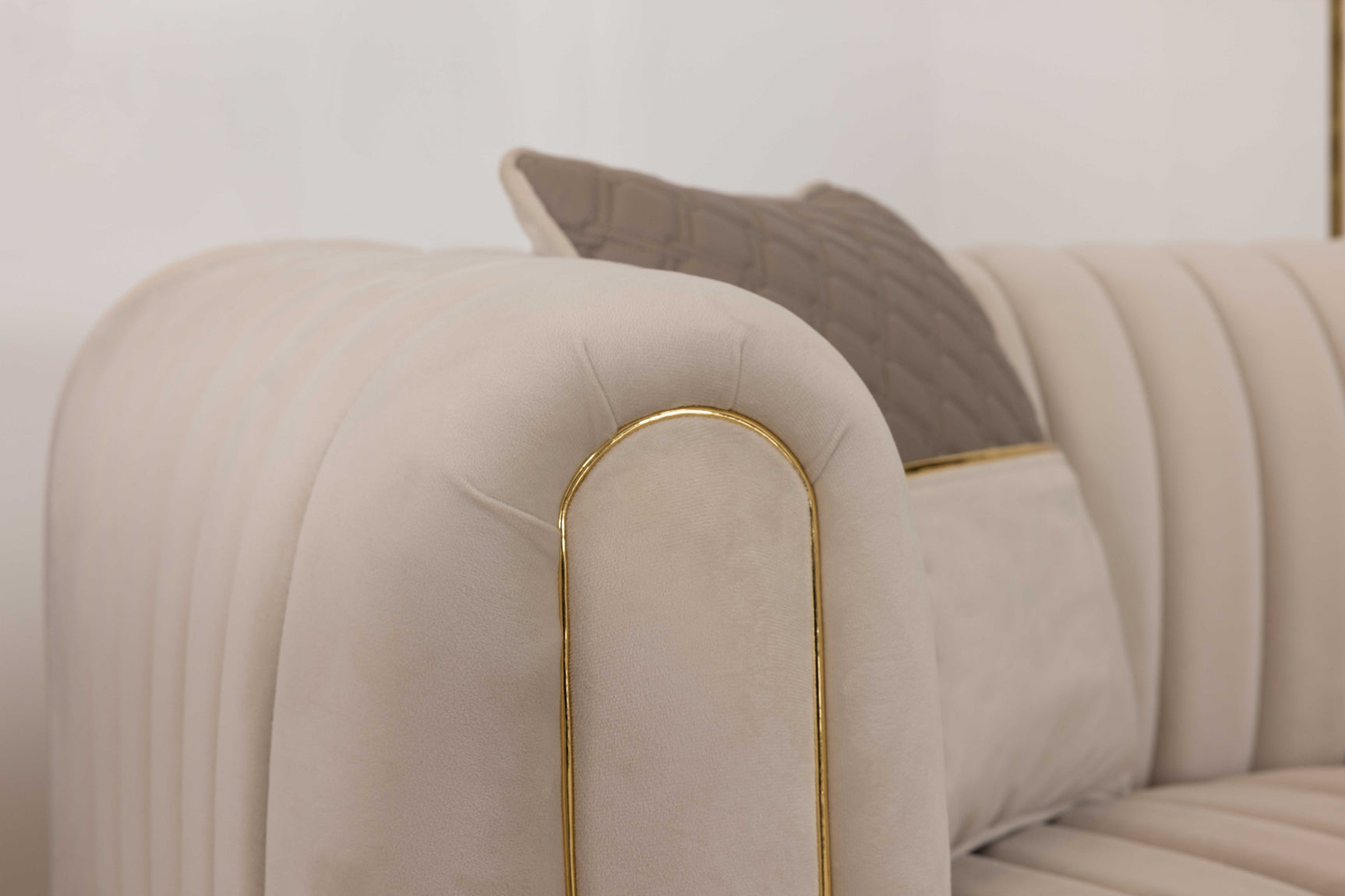 Inci Ivory Velvet Living Room Set / 4pc - Ornate Home