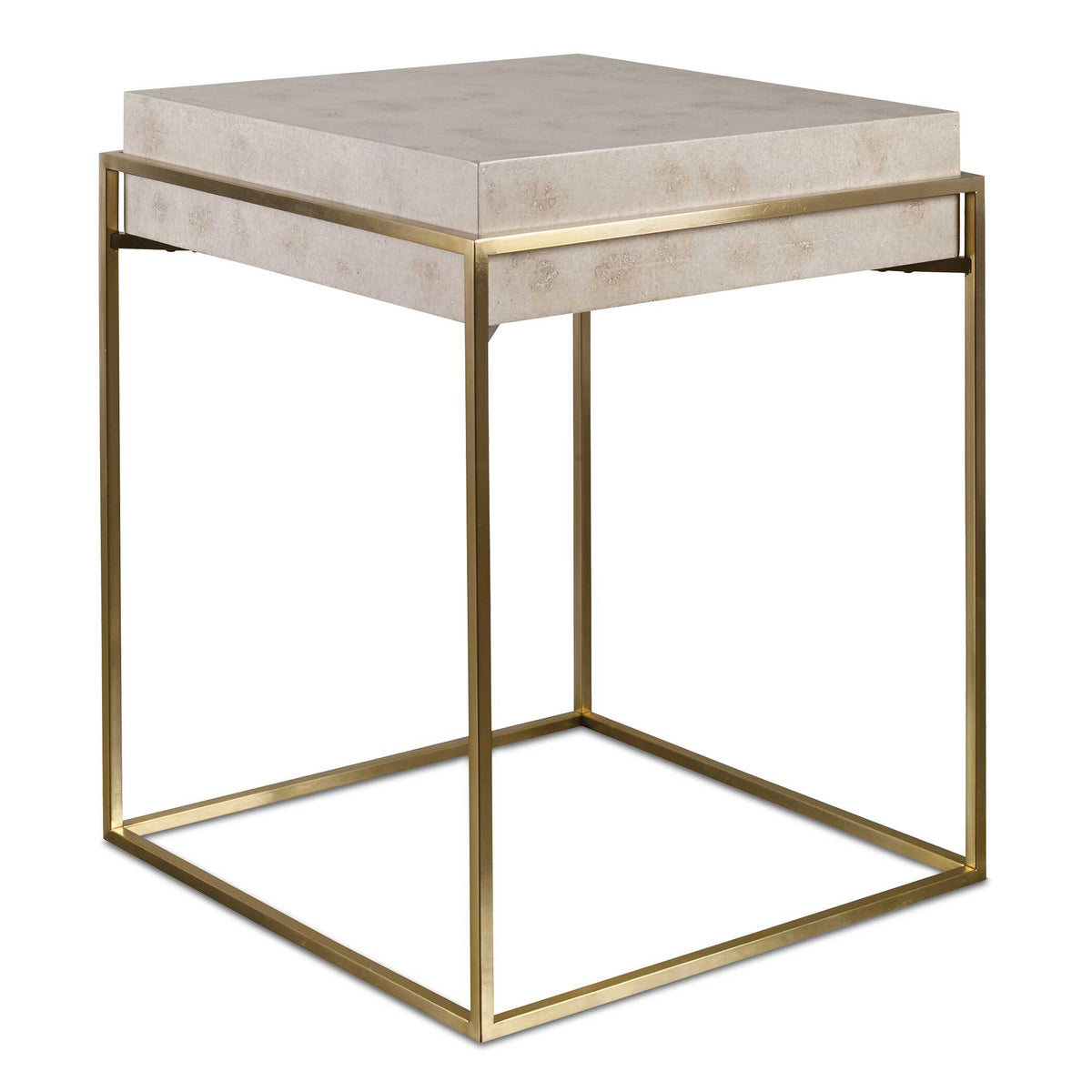 Inda Brass/White Modern Accent Table - Ornate Home