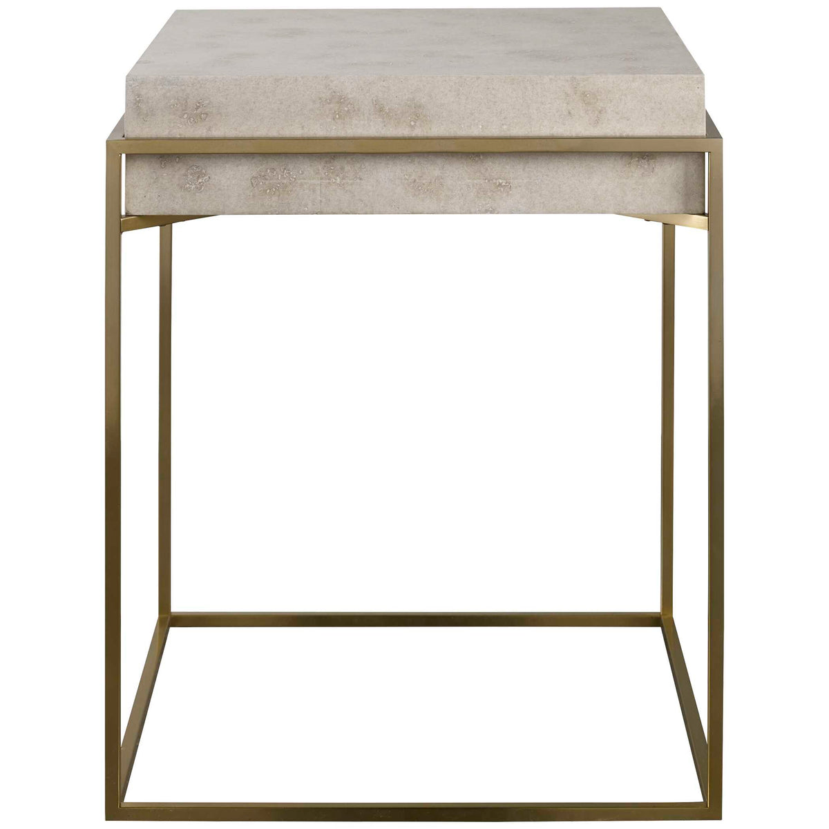 Inda Brass/White Modern Accent Table - Ornate Home