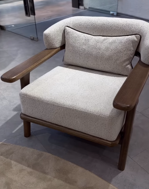 Indigo White & Walnut Armchair - Ornate Home