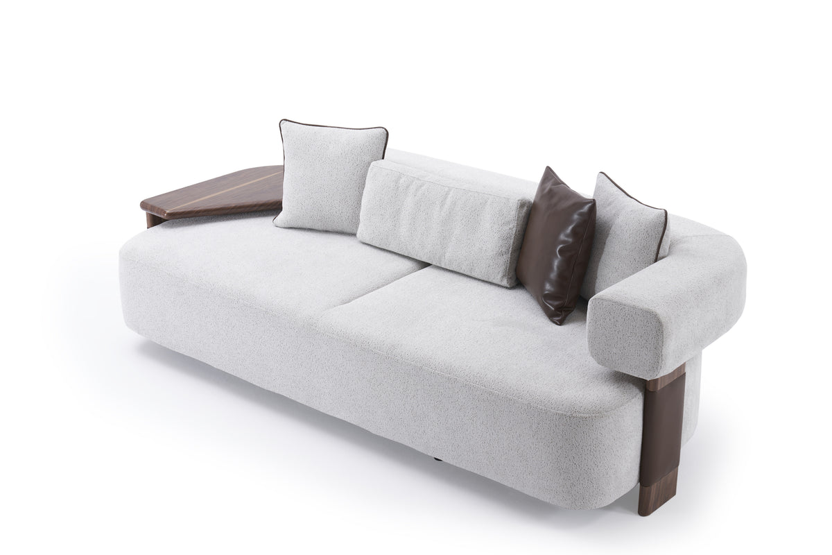 Indigo White & Walnut Living Room Set / 3pc - Ornate Home