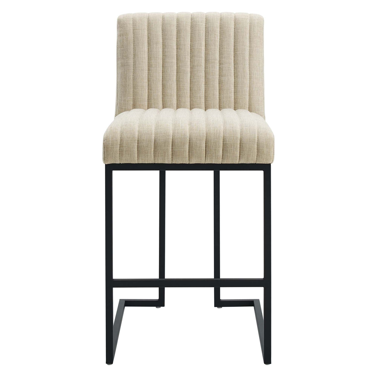 Indulge Beige Channel Tufted Fabric Counter Stool - Ornate Home