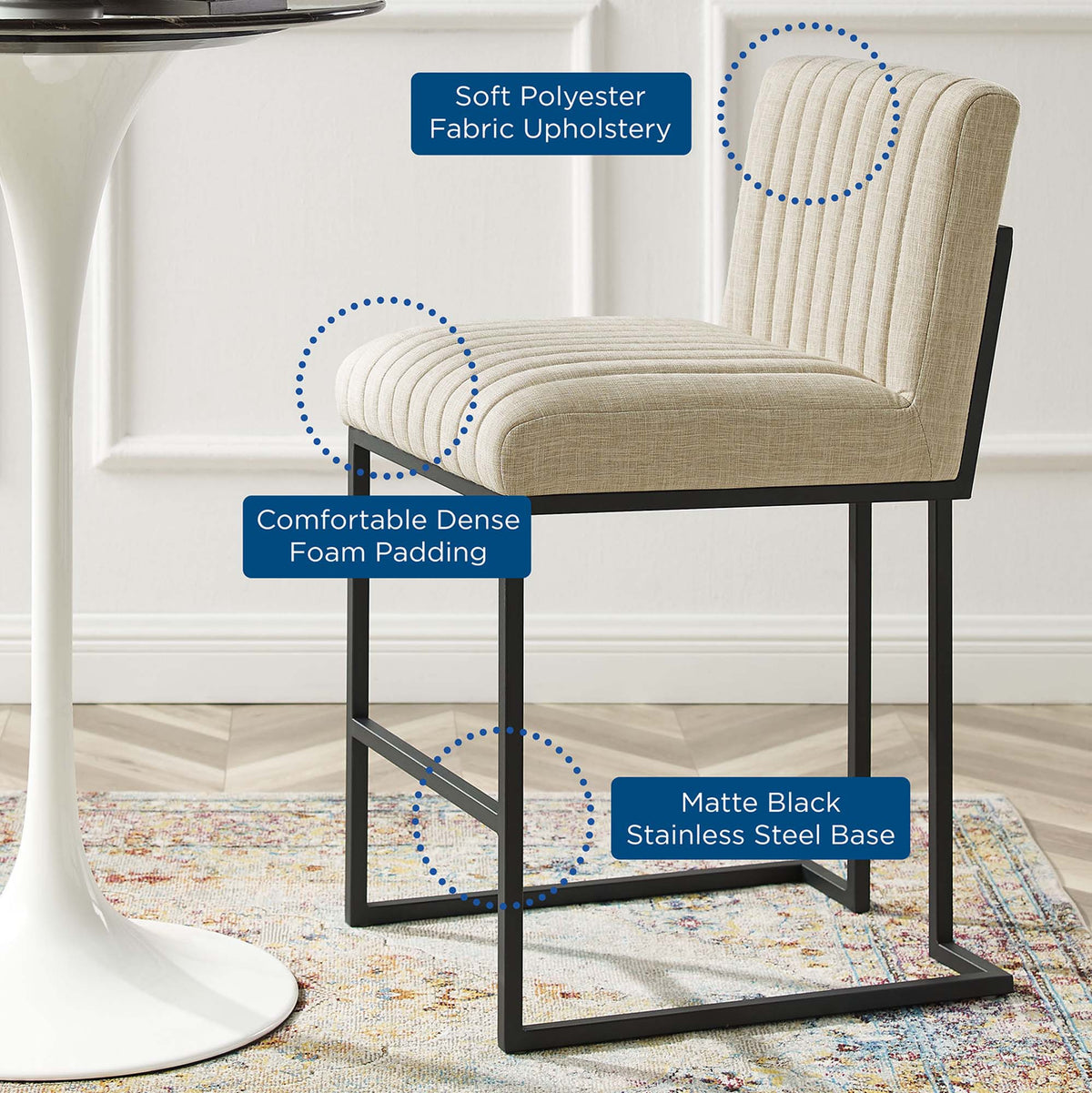 Indulge Beige Channel Tufted Fabric Counter Stool - Ornate Home