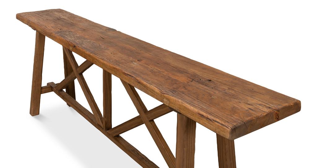 Industrial Classic Tan Double X Base Sofa Table - Ornate Home