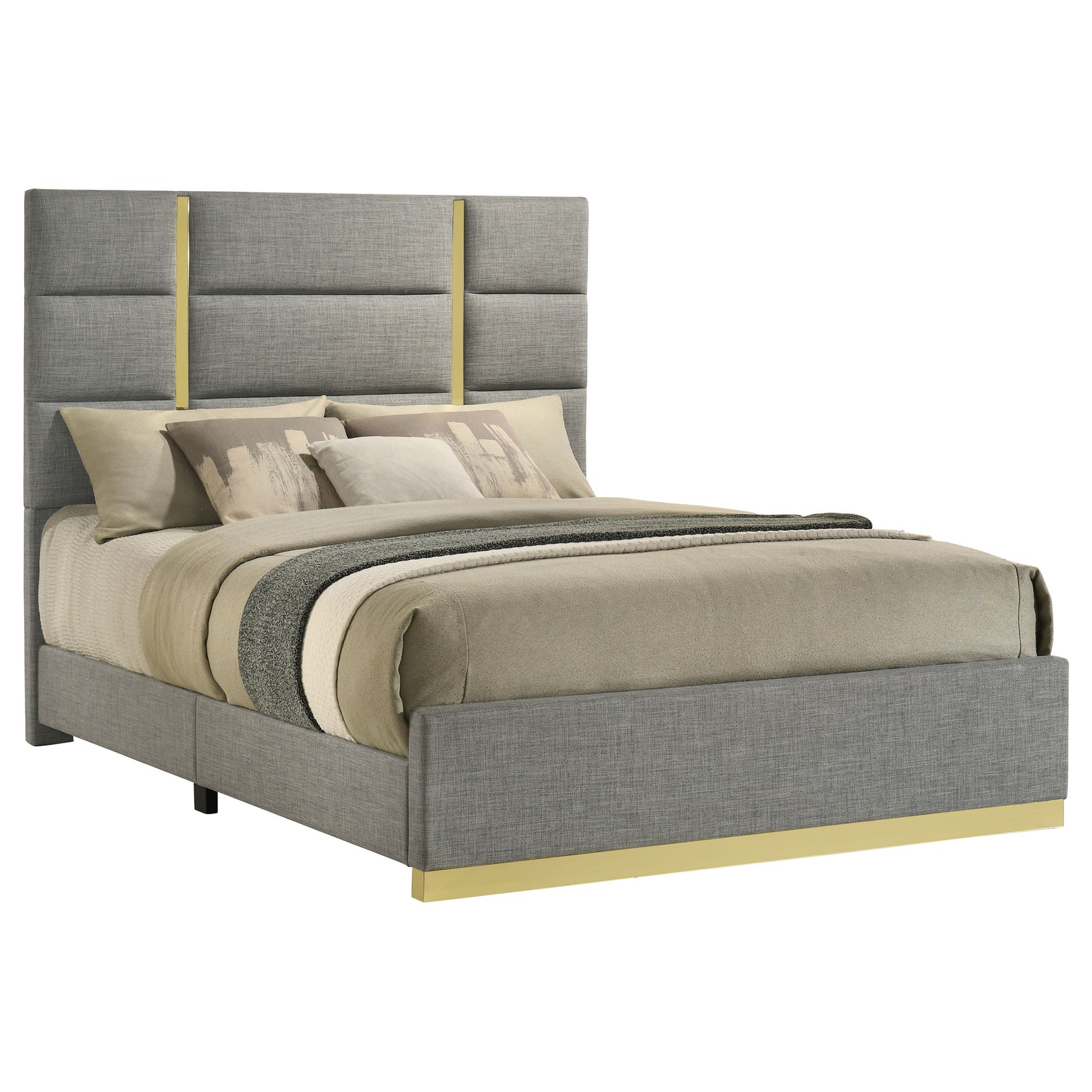 Ines Grey 52-inch Fabric Upholstered Queen Panel Bed - Ornate Home