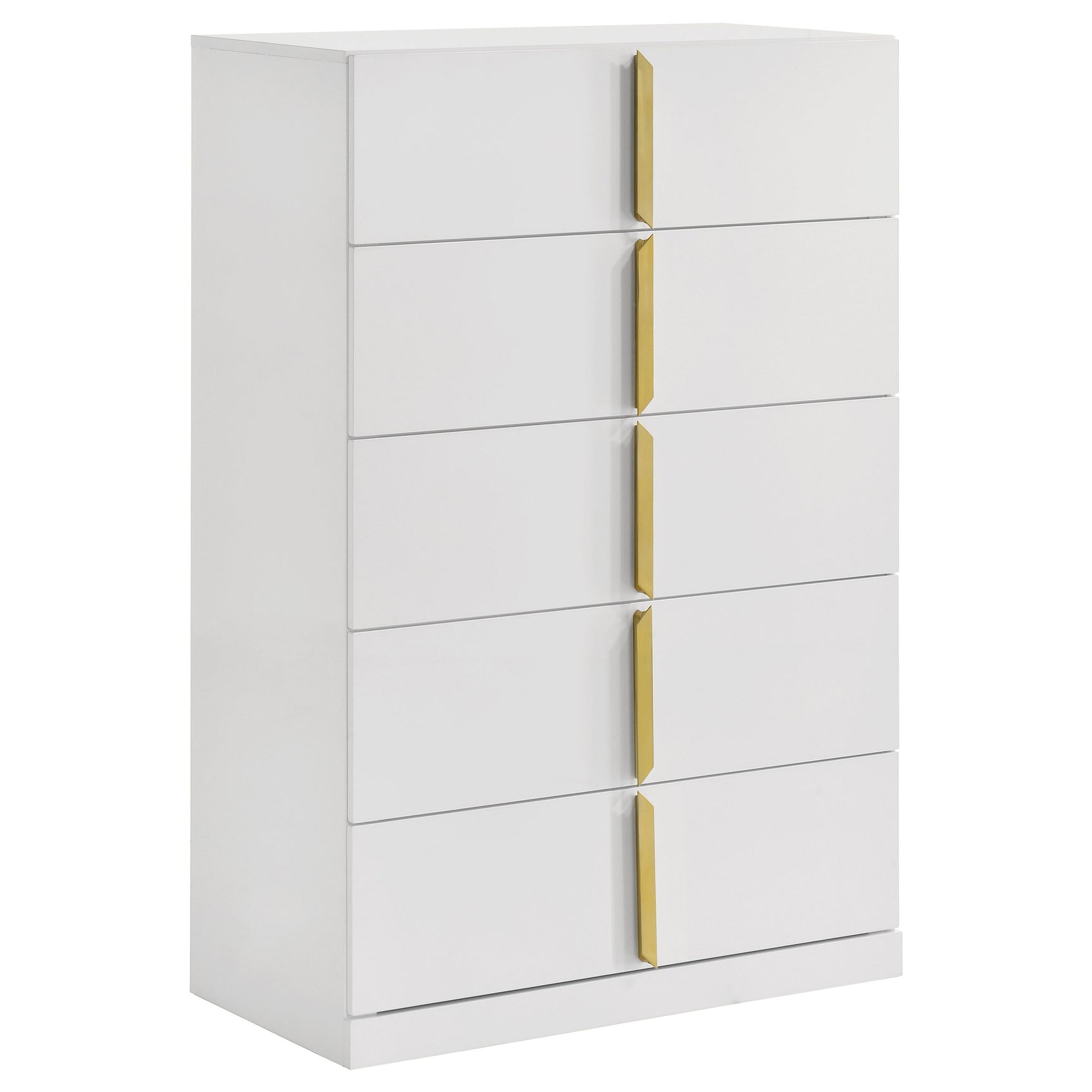 Ines White High Gloss 5-drawer Bedroom Chest of Drawers - Ornate Home