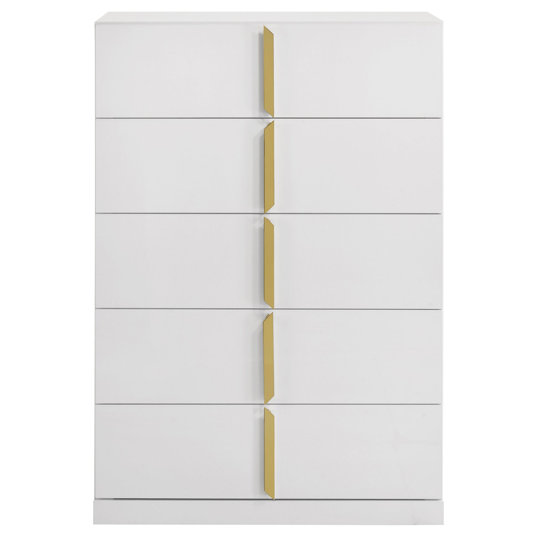 Ines White High Gloss 5-drawer Bedroom Chest of Drawers - Ornate Home