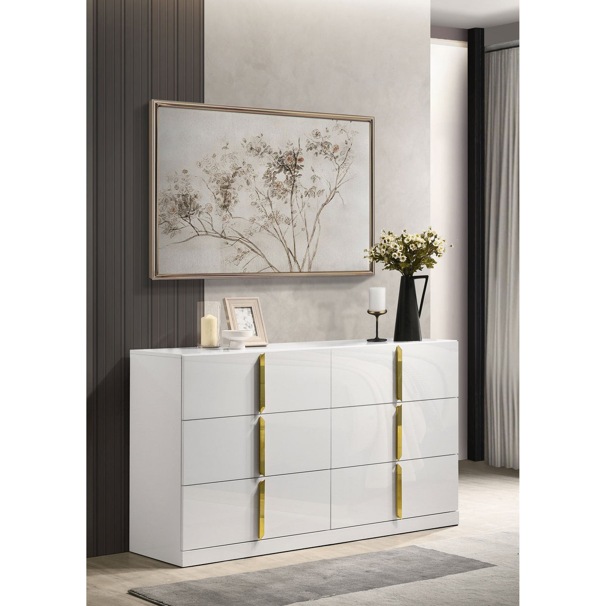 white high gloss dresser Salone Double it offers a perfect blend of functionality and aesthetic appeal Wood 5 Drawer Chest Bedroom