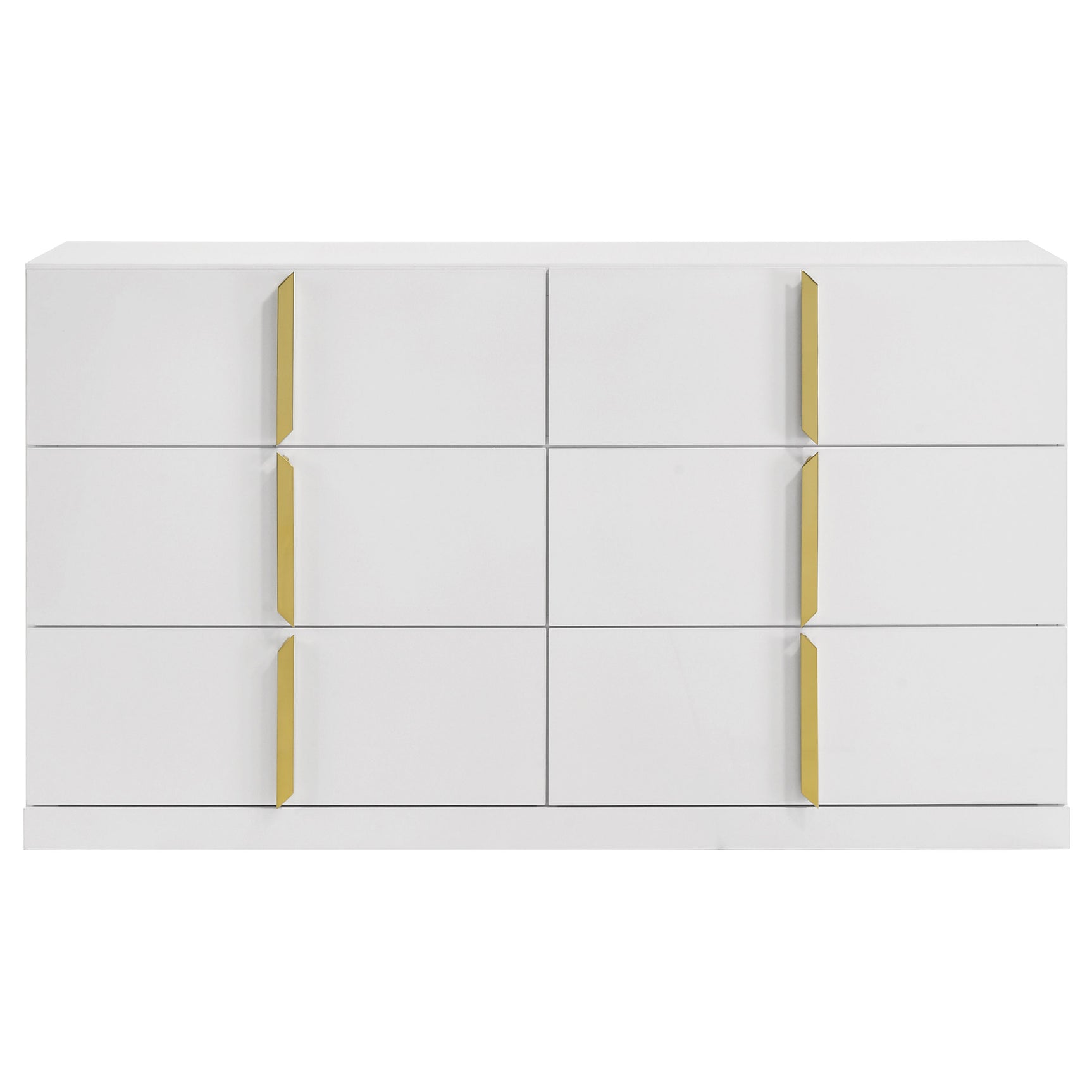 Ines White High Gloss 6-drawer Bedroom Dresser Cabinet - Ornate Home