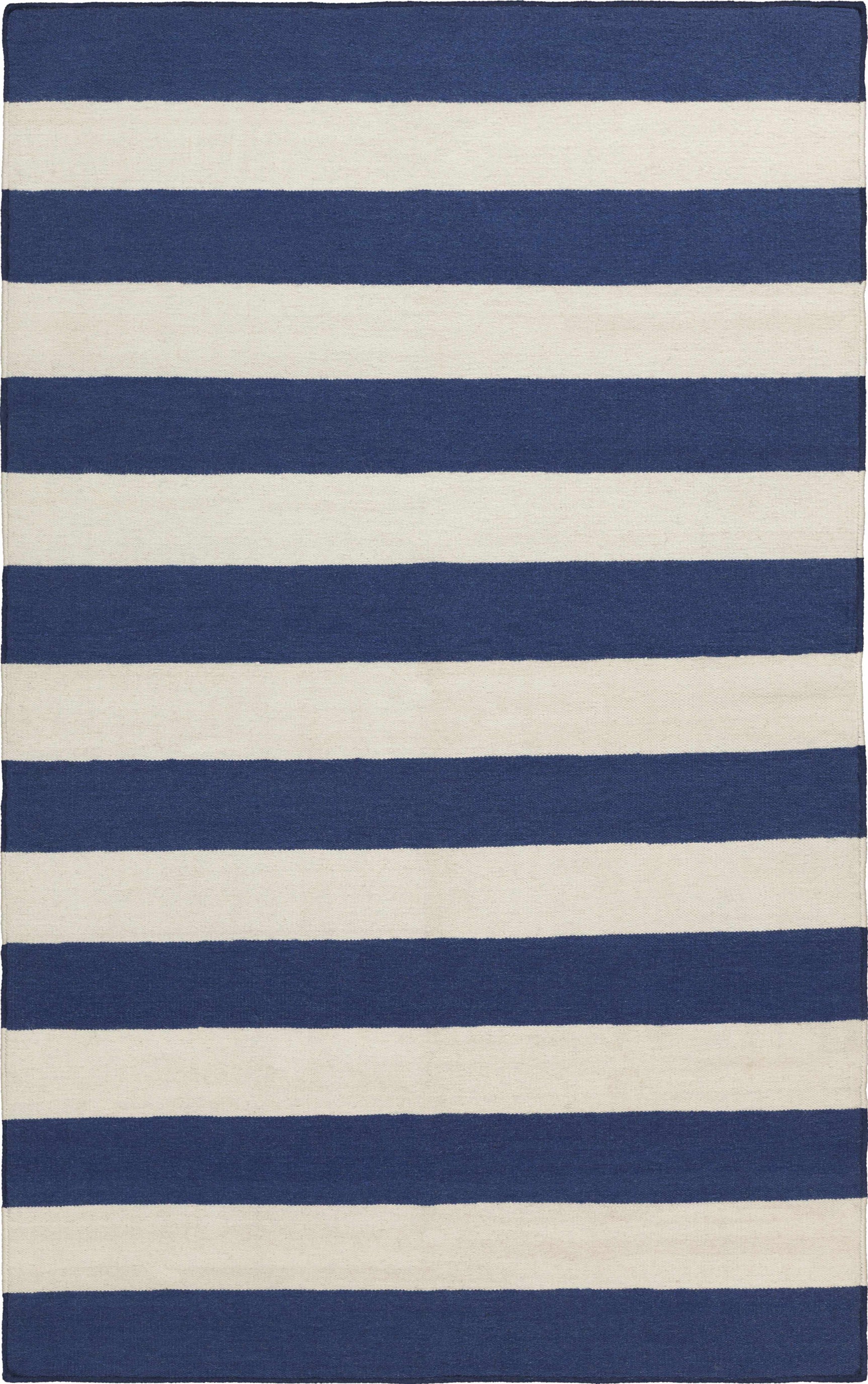Ingersoll 8x11 Blue&White Striped Wool Rug - Clearance - Ornate Home