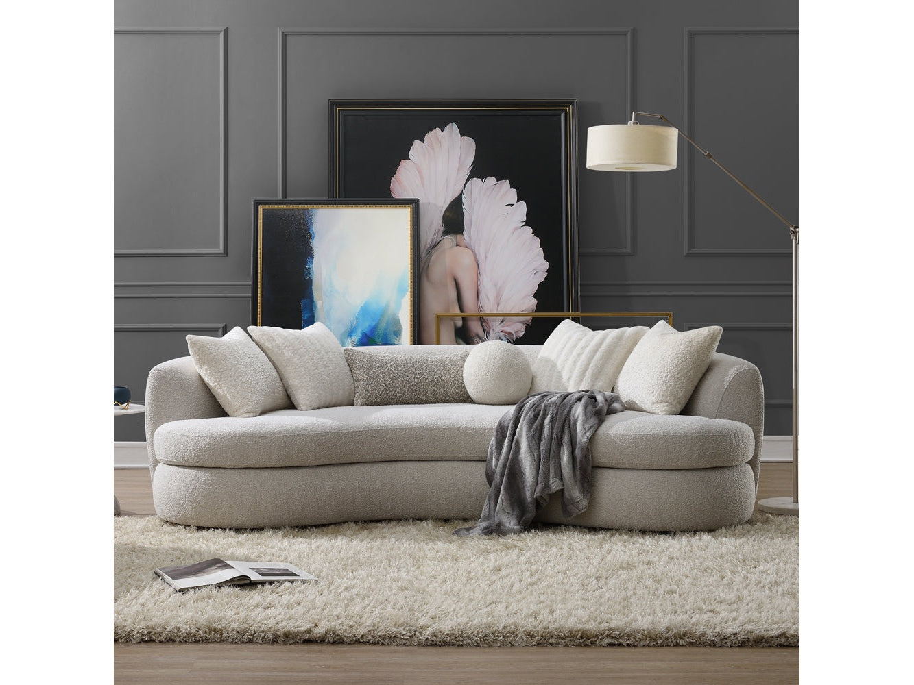 Iniko Beige Sofa W/6 Pillows - Ornate Home