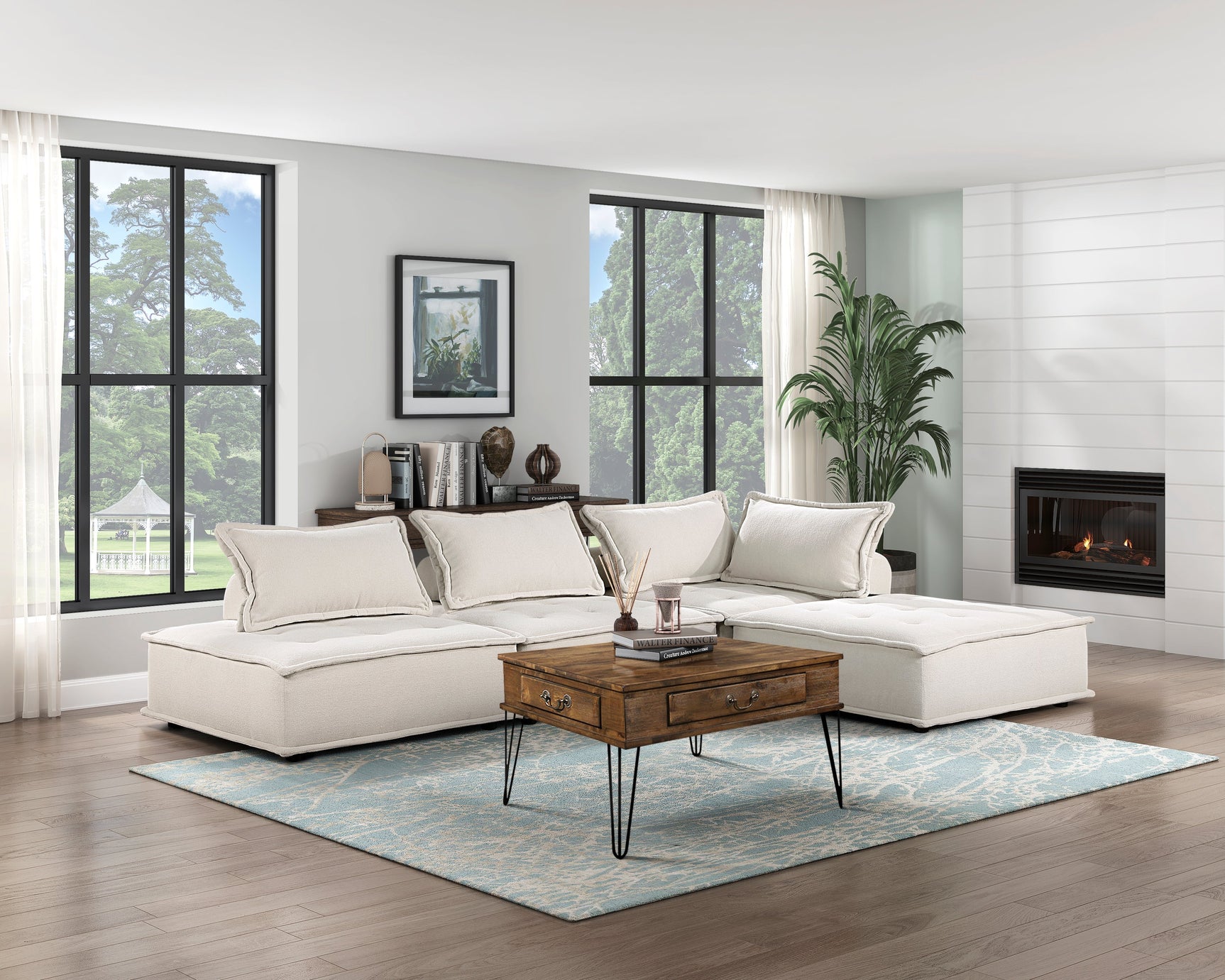 Inman Beige Boucle Modular Accent Chair - Ornate Home