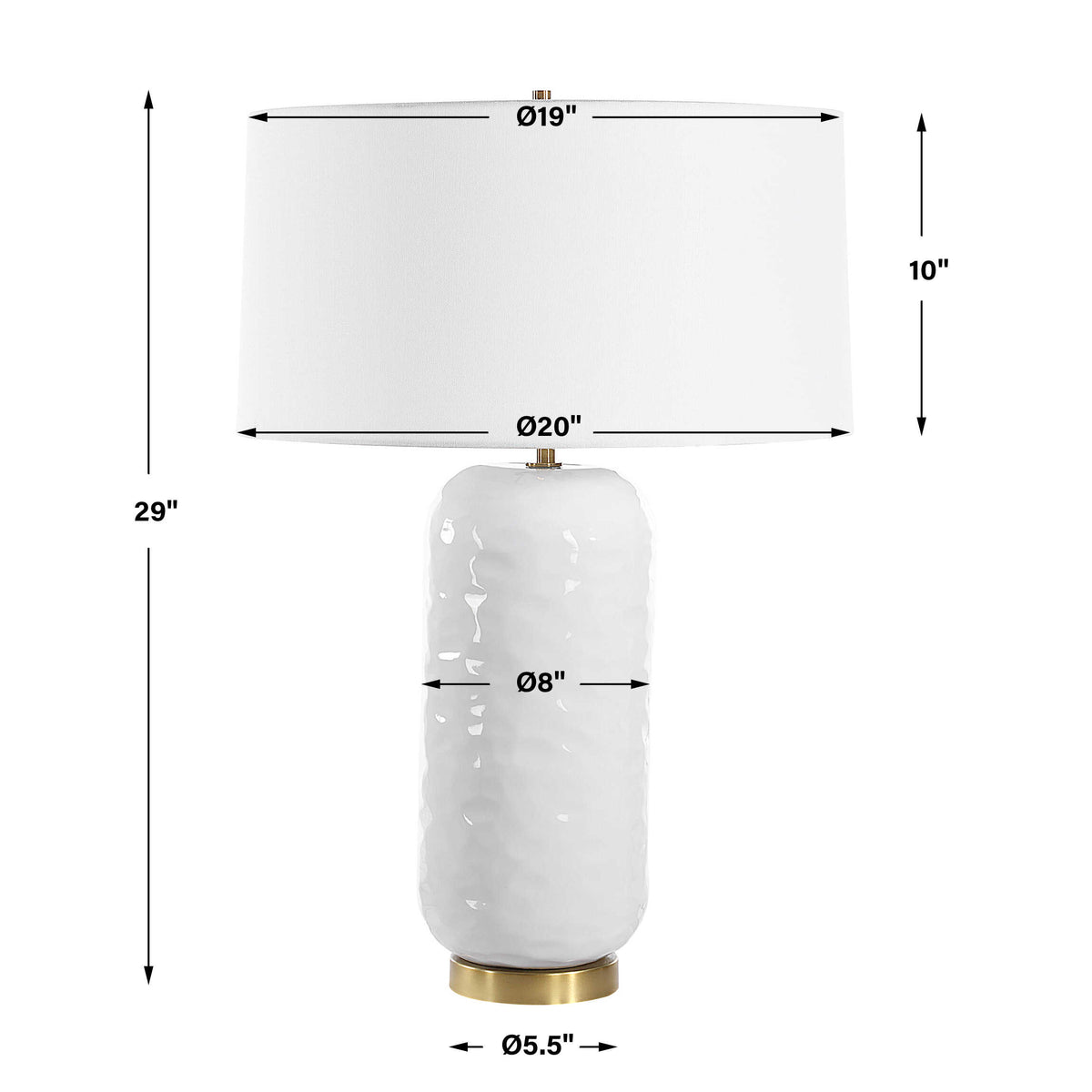 Iona White Glaze Table Lamp - Ornate Home