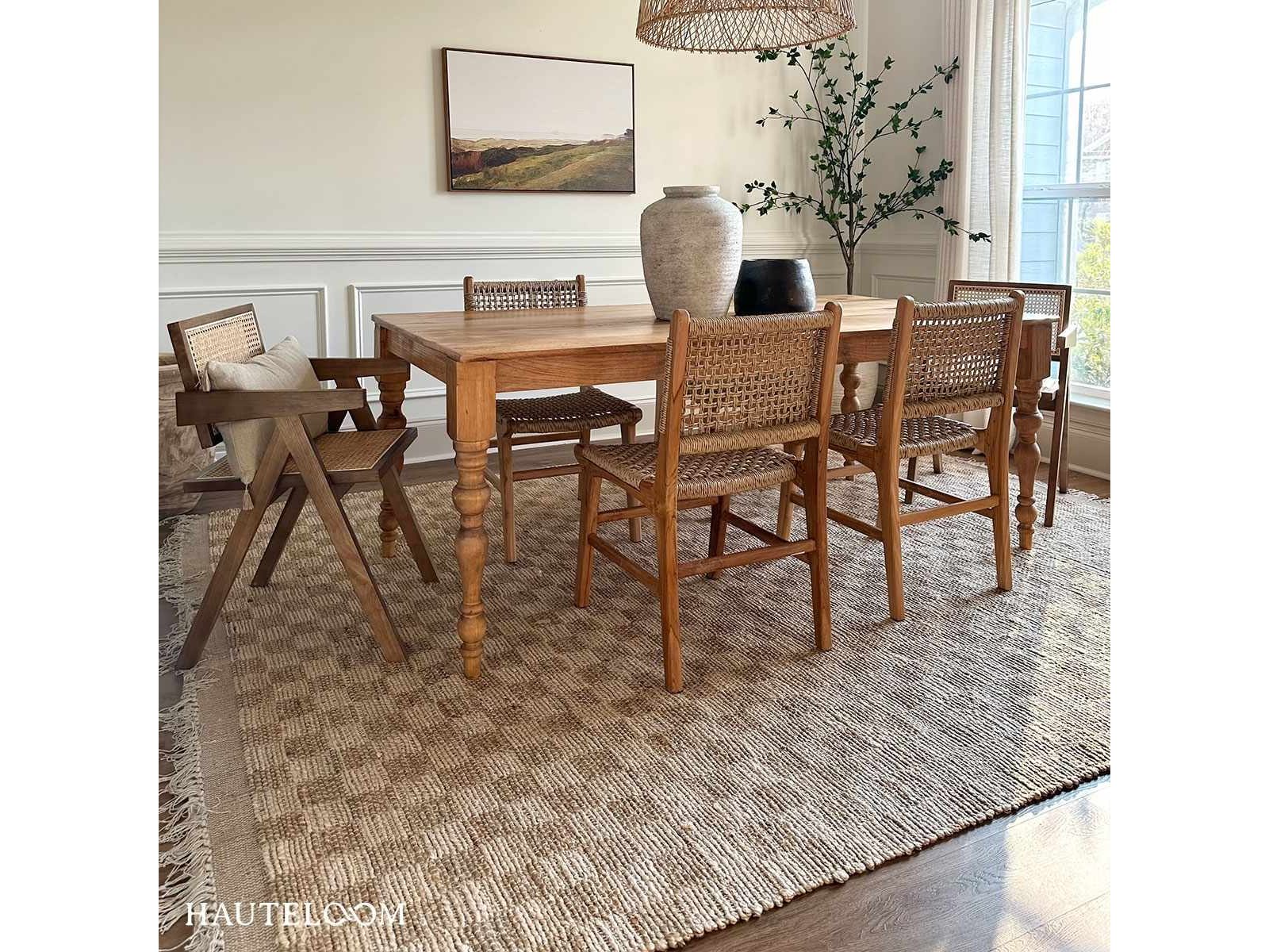 Ionut Checkered Jute Area Rug - Ornate Home