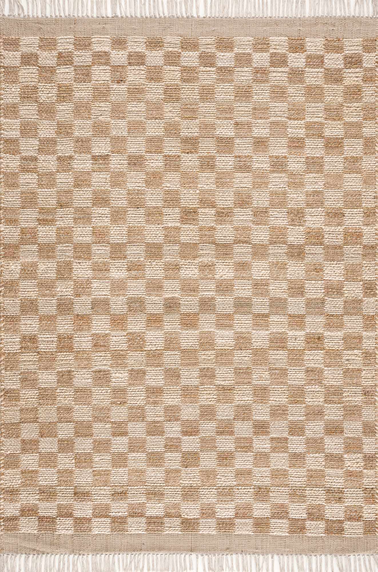Ionut Checkered Jute Area Rug - Ornate Home