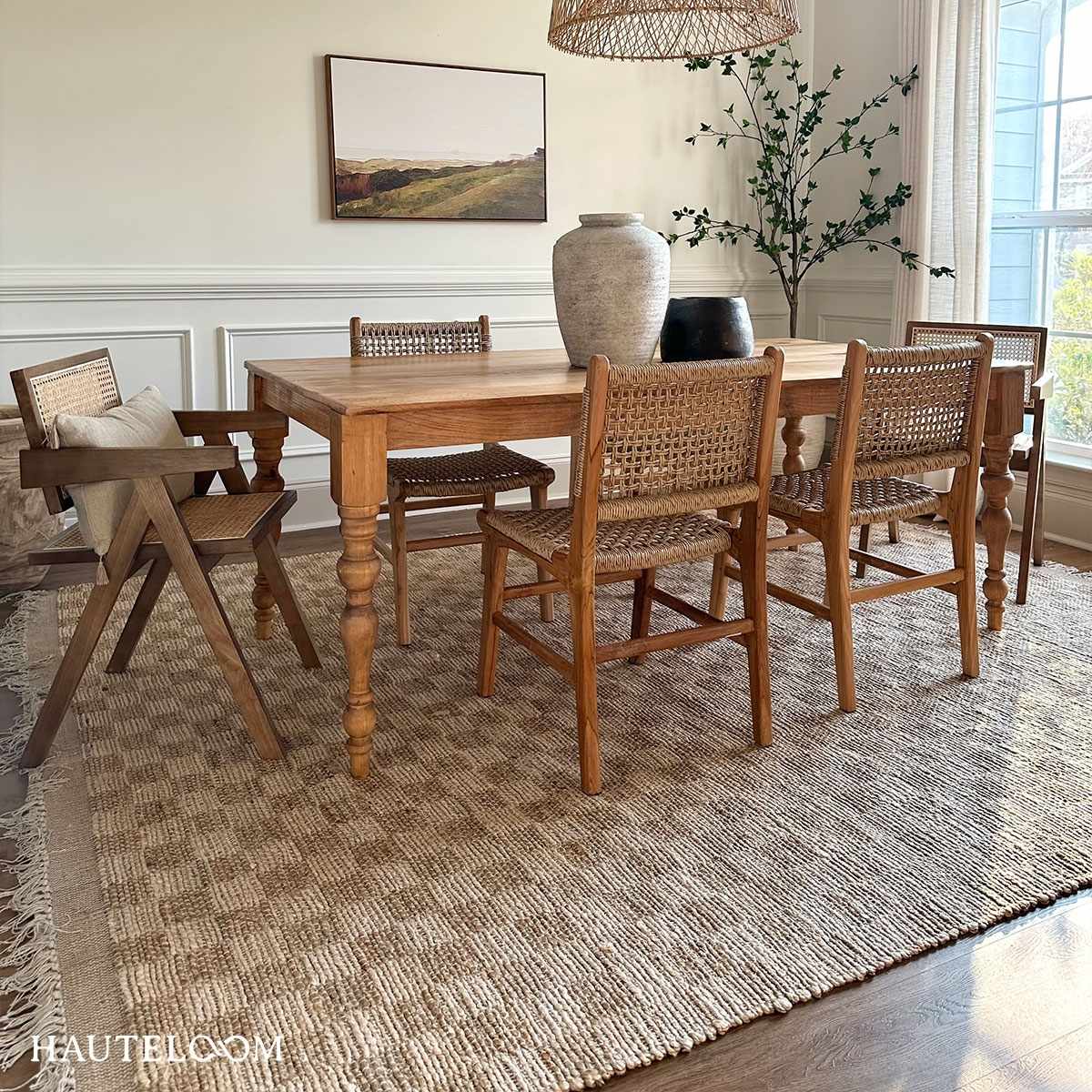 Ionut Checkered Jute Area Rug - Ornate Home