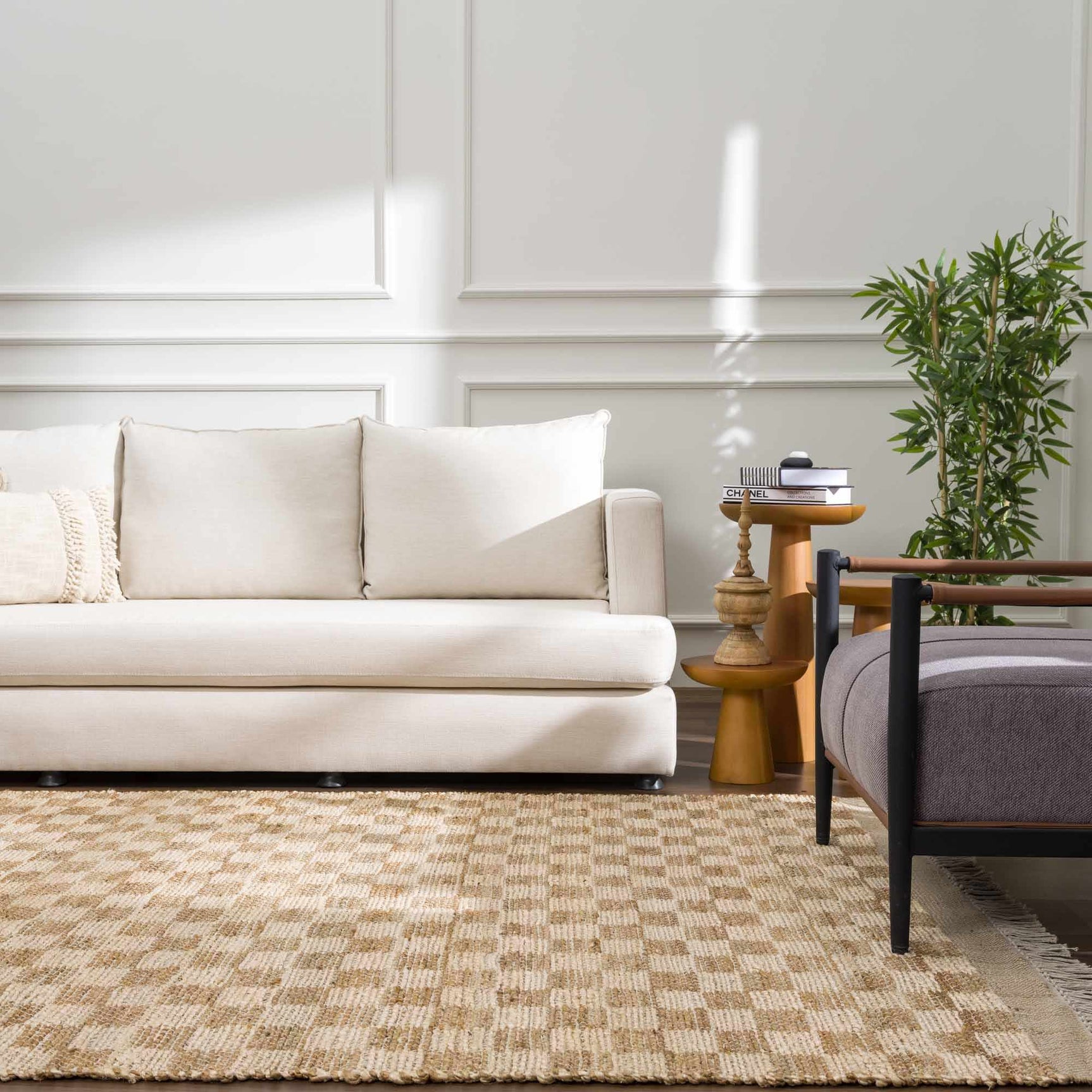 Ionut Checkered Jute Area Rug - Ornate Home
