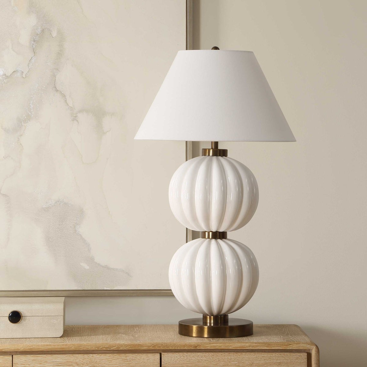 Irena White Sphere Table Lamp - Ornate Home